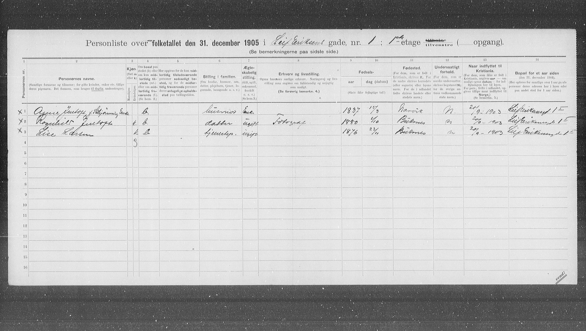 OBA, Municipal Census 1905 for Kristiania, 1905, p. 30072