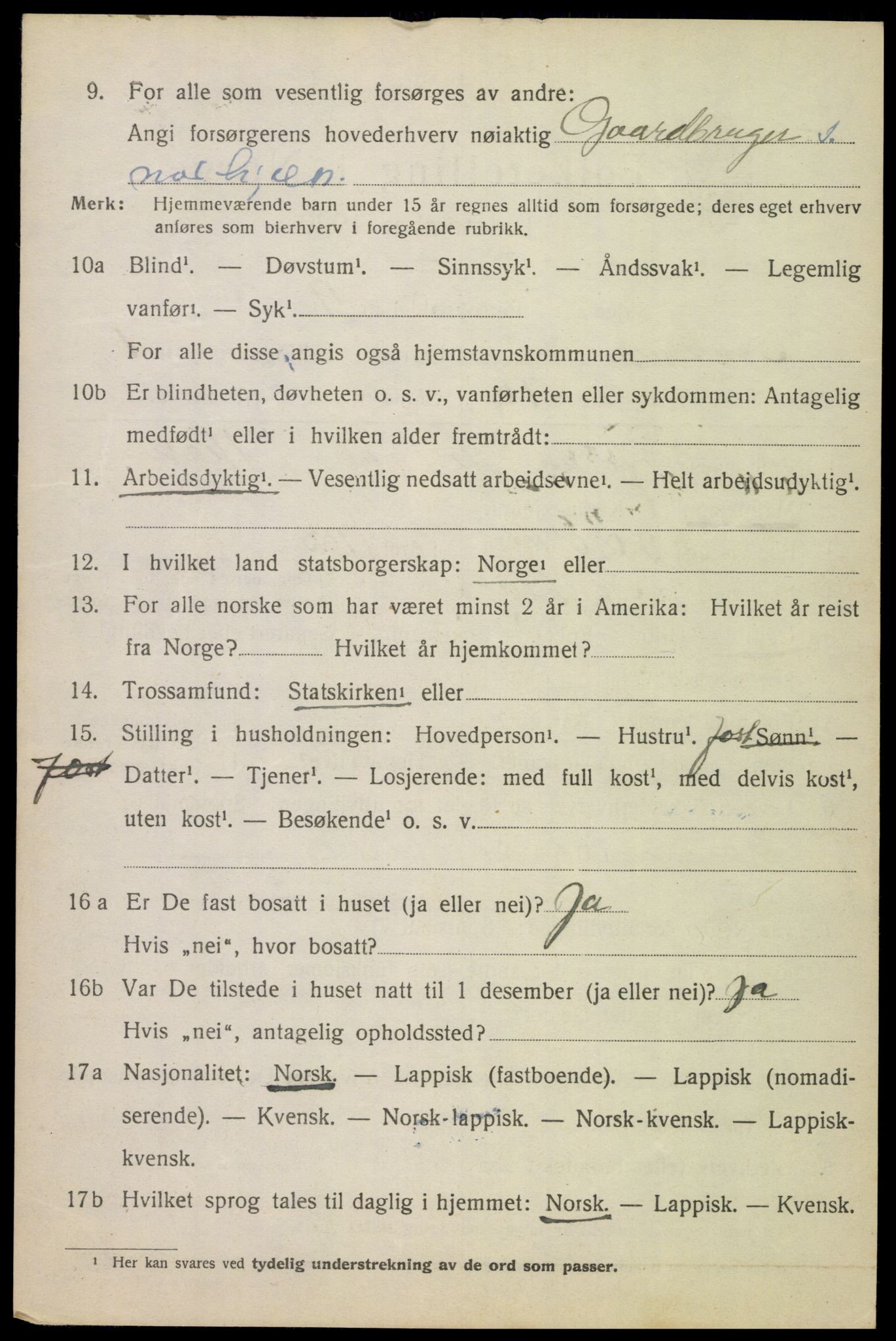 SAT, 1920 census for Ankenes, 1920, p. 1350