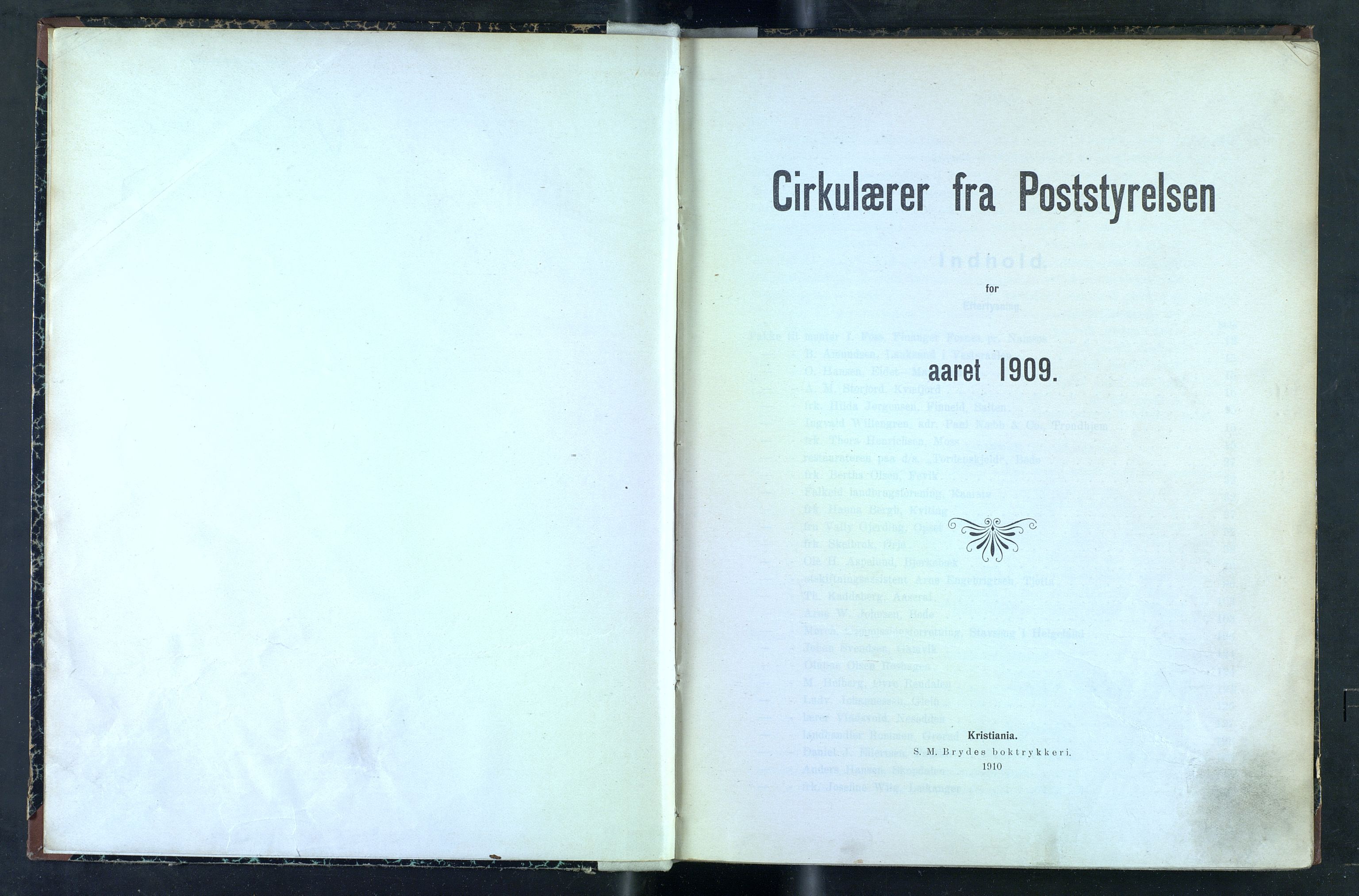 Norges Postmuseums bibliotek, NOPO/-/-/-: Sirkulærer fra Poststyrelsen, 1909