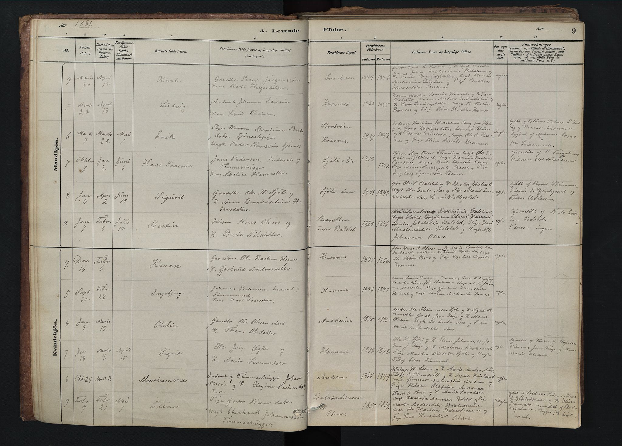 Rendalen prestekontor, SAH/PREST-054/H/Ha/Hab/L0009: Parish register (copy) no. 9, 1879-1902, p. 9