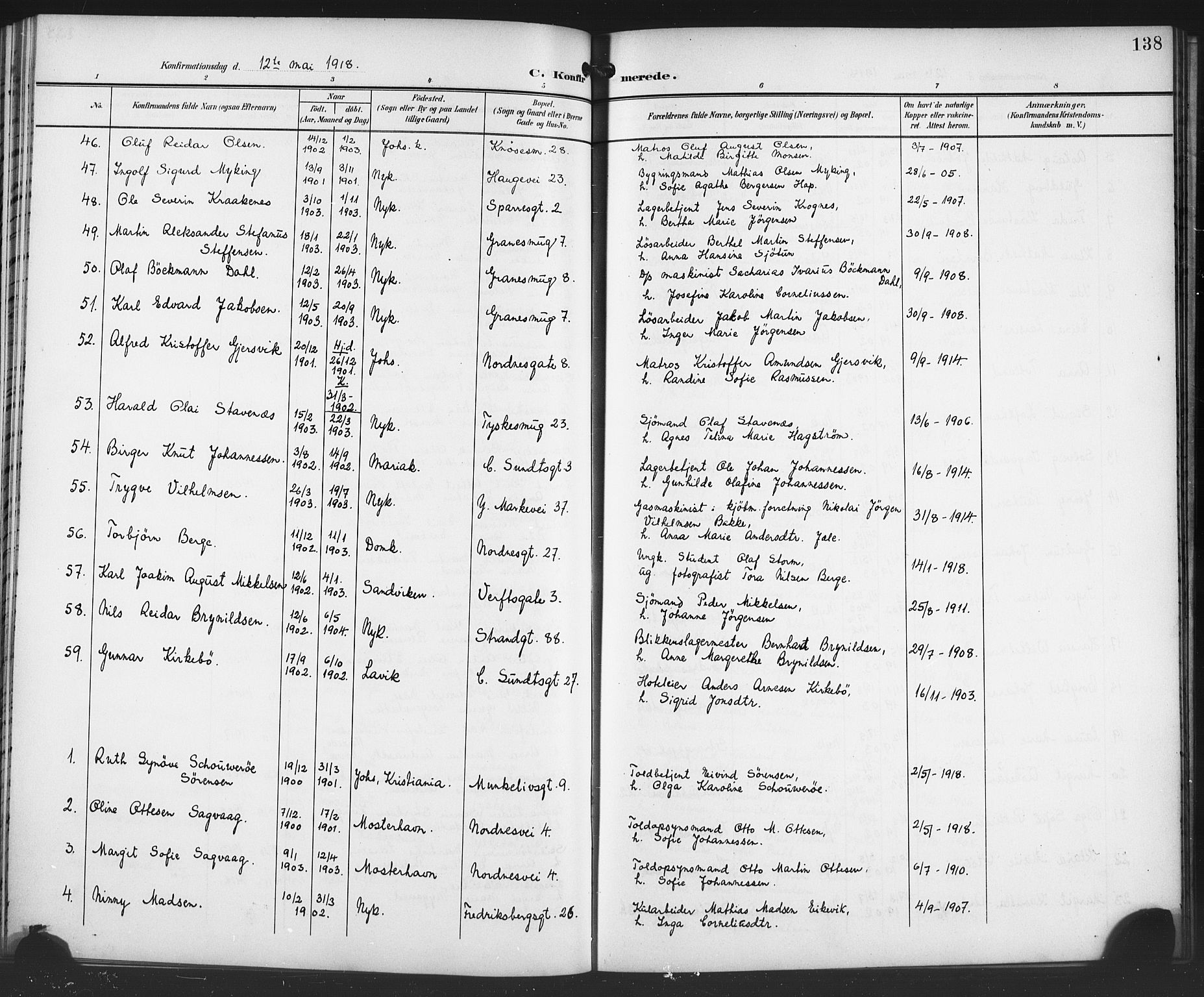 Nykirken Sokneprestembete, AV/SAB-A-77101/H/Haa/L0064: Curate's parish register no. A 1, 1899-1918, p. 138