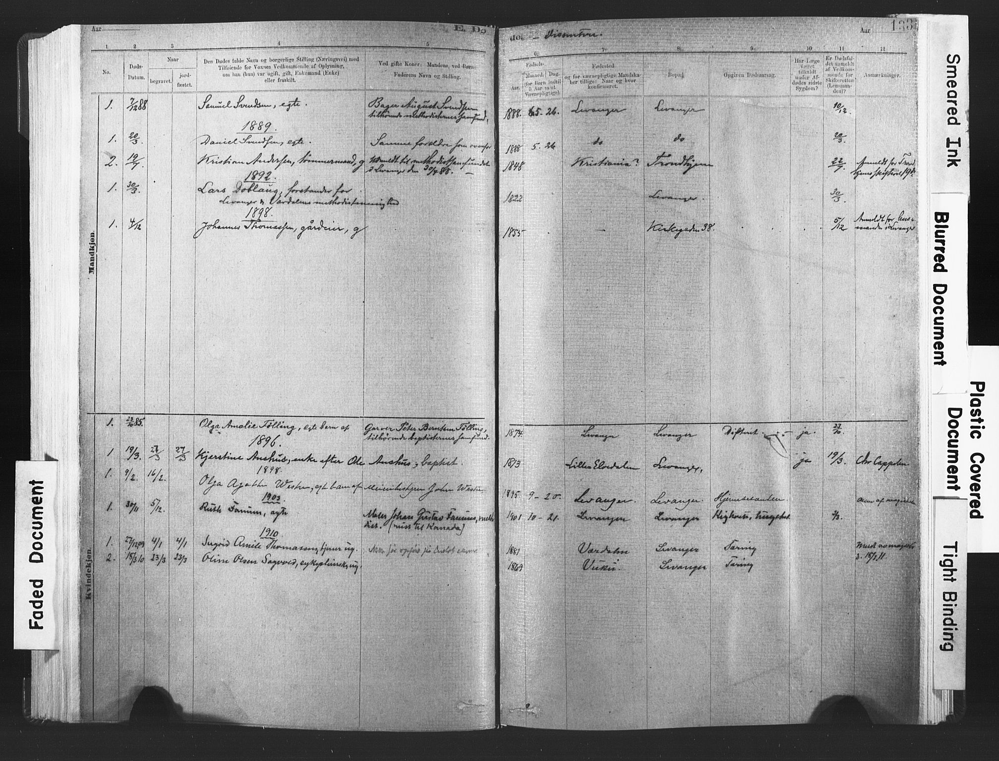 Ministerialprotokoller, klokkerbøker og fødselsregistre - Nord-Trøndelag, SAT/A-1458/720/L0189: Parish register (official) no. 720A05, 1880-1911, p. 133