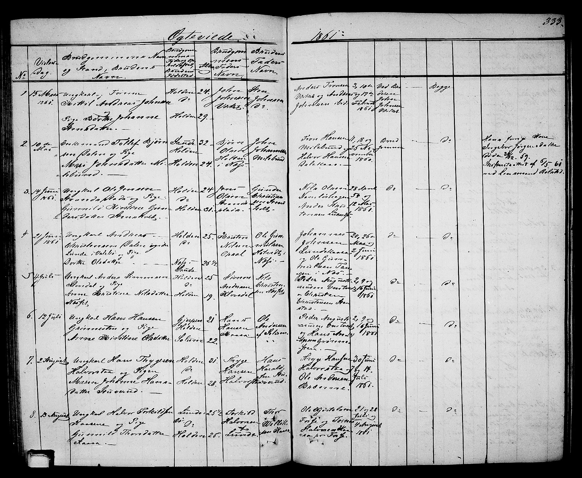 Holla kirkebøker, SAKO/A-272/G/Ga/L0003: Parish register (copy) no. I 3, 1849-1866, p. 333