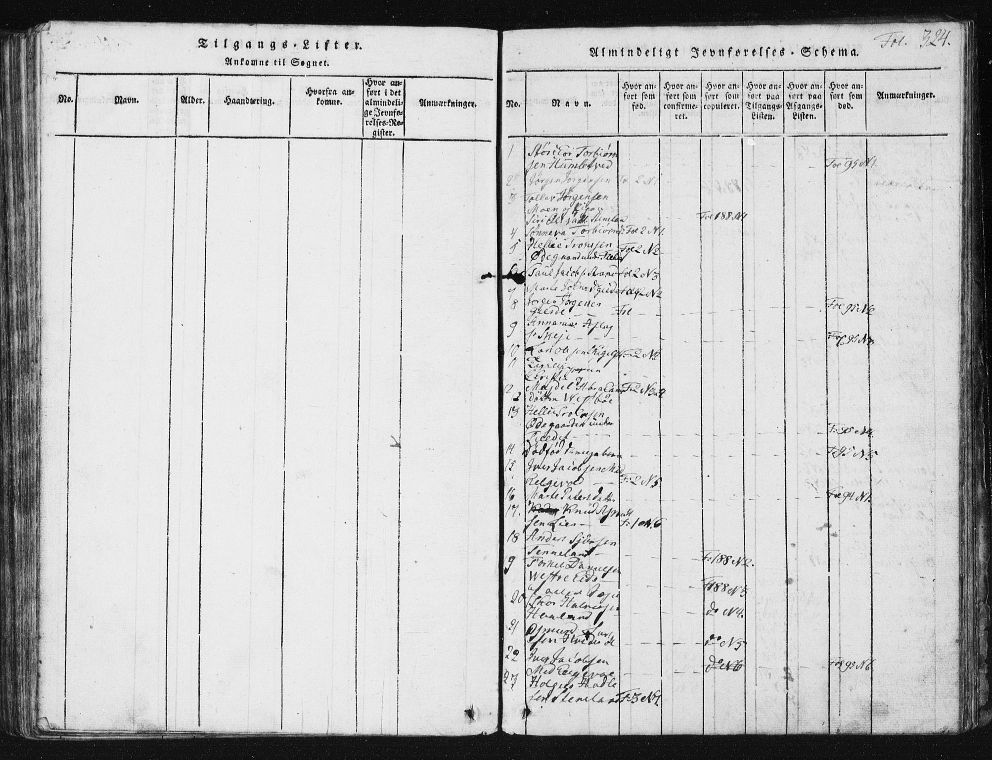 Vikedal sokneprestkontor, SAST/A-101840/01/V: Parish register (copy) no. B 2, 1816-1863, p. 324