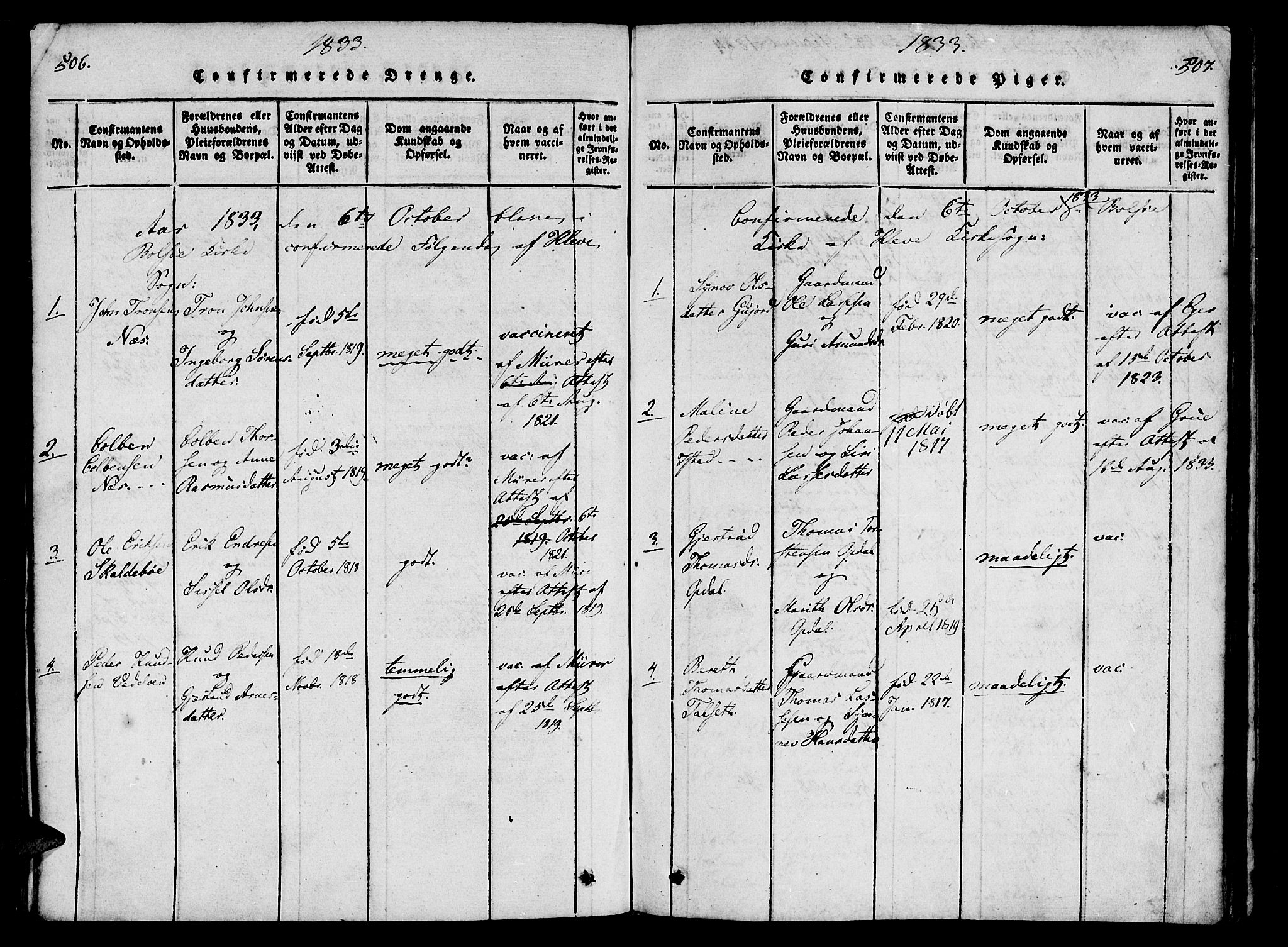 Ministerialprotokoller, klokkerbøker og fødselsregistre - Møre og Romsdal, SAT/A-1454/557/L0679: Parish register (official) no. 557A01, 1818-1843, p. 506-507
