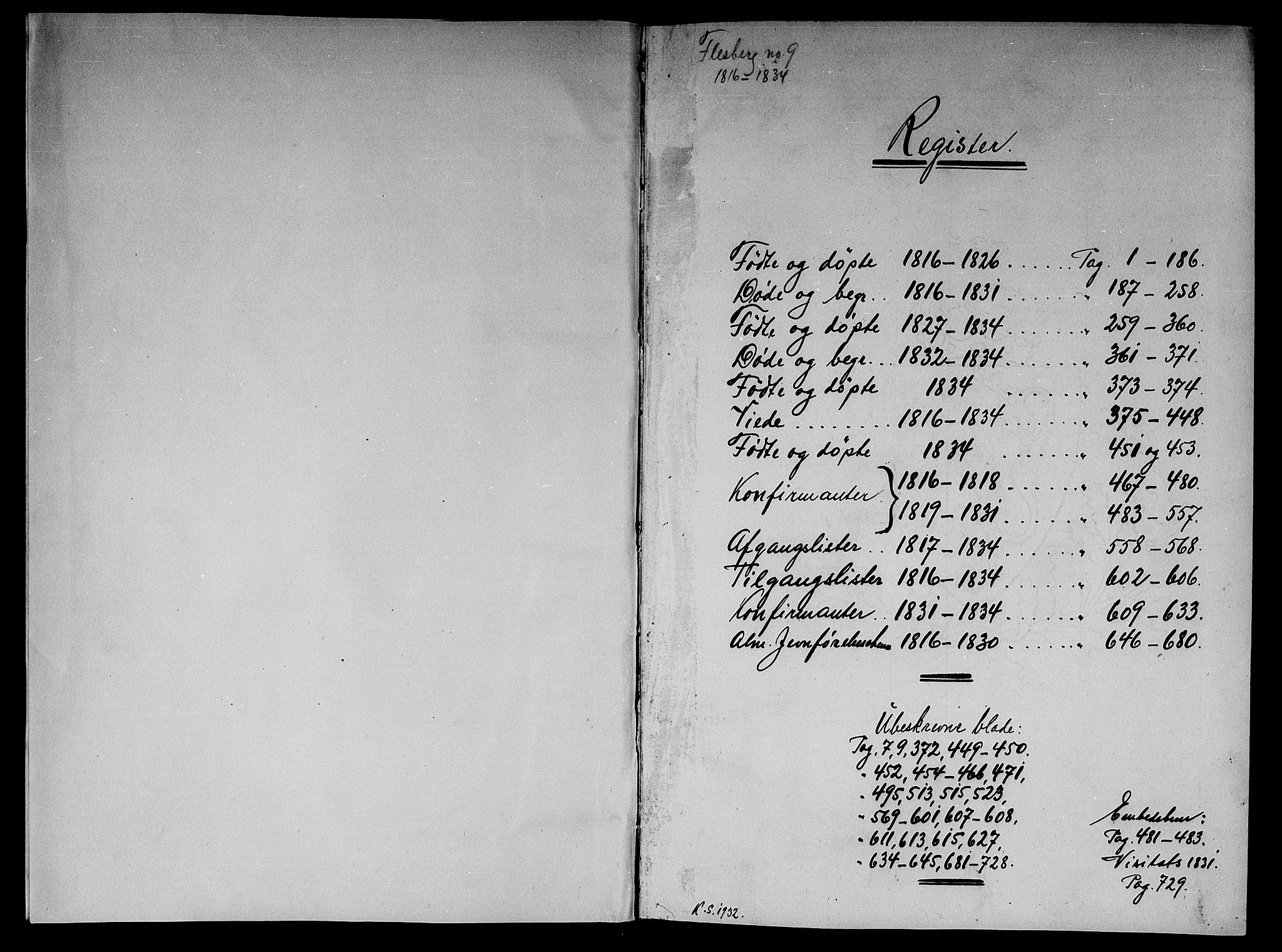 Flesberg kirkebøker, SAKO/A-18/F/Fa/L0005: Parish register (official) no. I 5, 1816-1834
