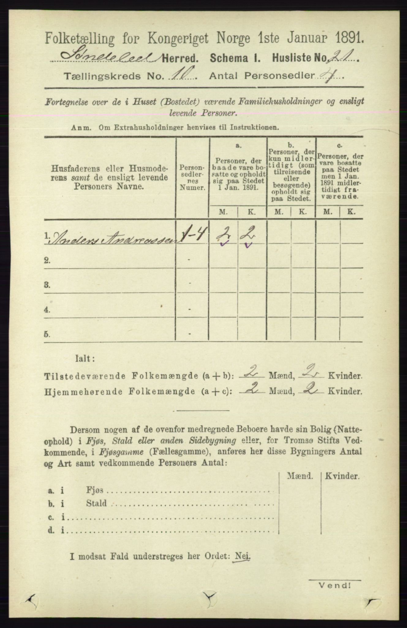 RA, 1891 census for 0913 Søndeled, 1891, p. 3054