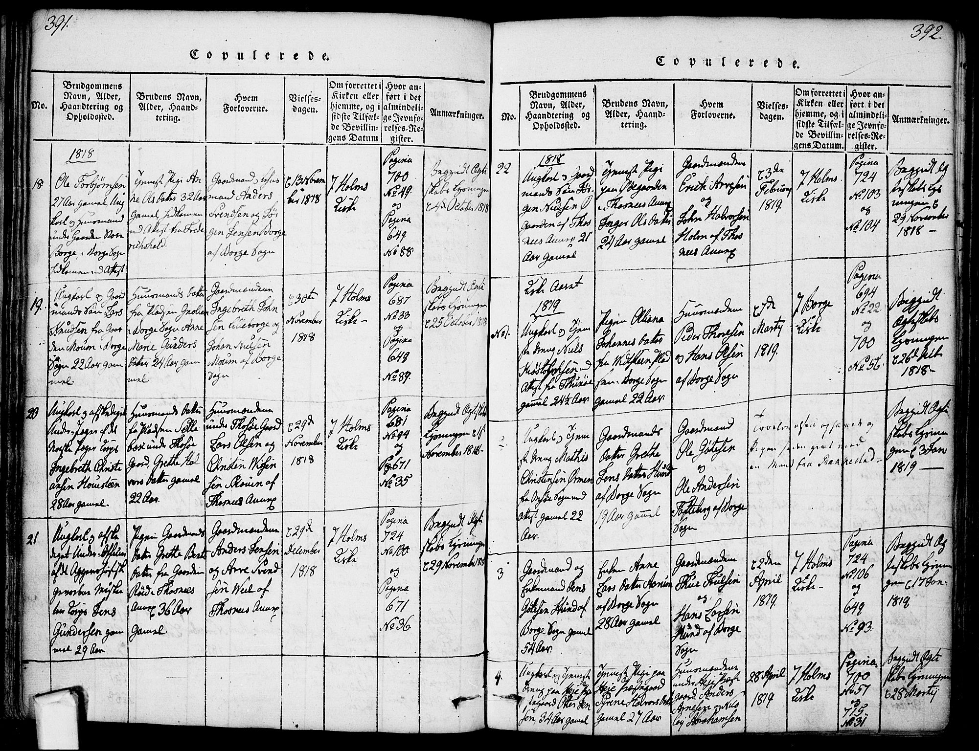 Borge prestekontor Kirkebøker, AV/SAO-A-10903/F/Fa/L0003: Parish register (official) no. I 3, 1815-1836, p. 391-392