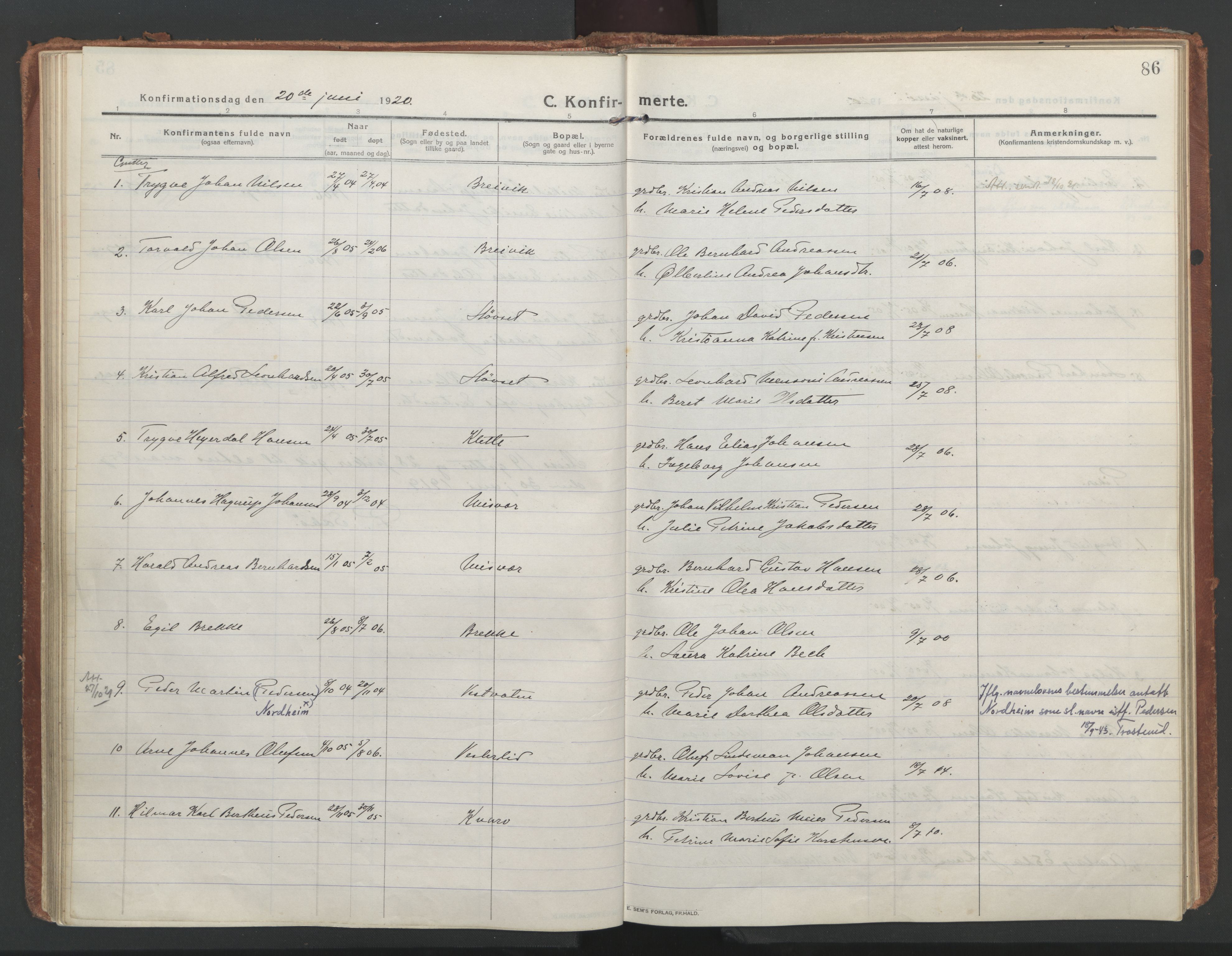 Ministerialprotokoller, klokkerbøker og fødselsregistre - Nordland, SAT/A-1459/852/L0748: Parish register (official) no. 852A18, 1913-1932, p. 86