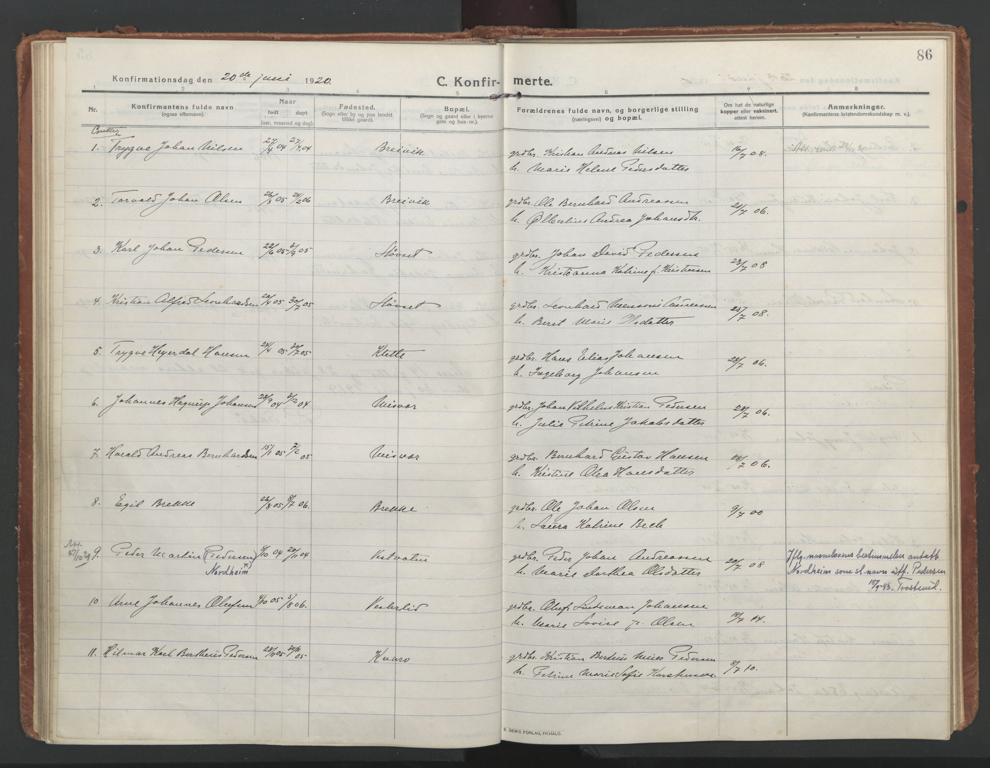 Ministerialprotokoller, klokkerbøker og fødselsregistre - Nordland, AV/SAT-A-1459/852/L0748: Parish register (official) no. 852A18, 1913-1932, p. 86