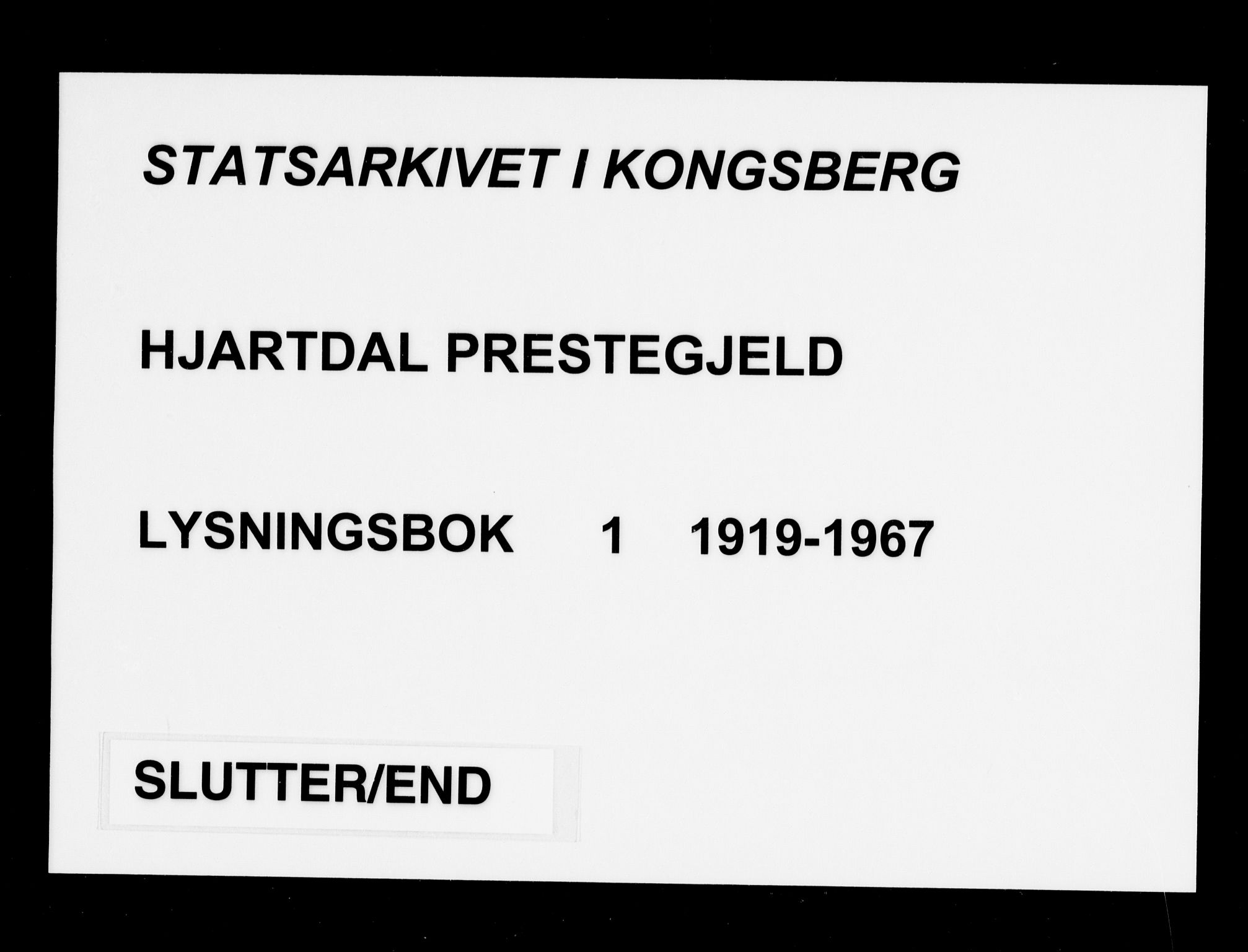 Hjartdal kirkebøker, AV/SAKO-A-270/H/Ha/L0001: Banns register no. 1, 1919-1967