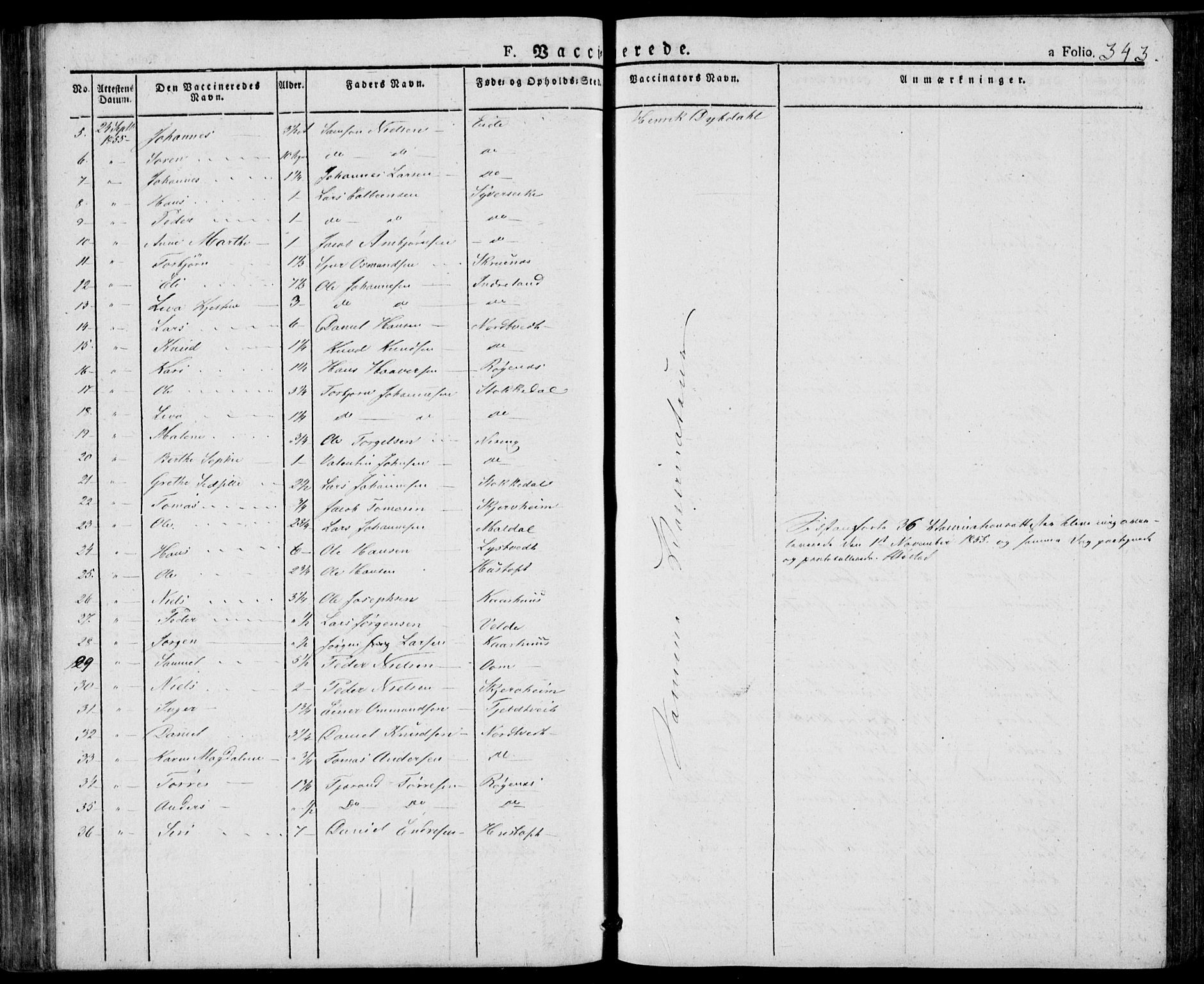 Skjold sokneprestkontor, AV/SAST-A-101847/H/Ha/Haa/L0005: Parish register (official) no. A 5, 1830-1856, p. 343