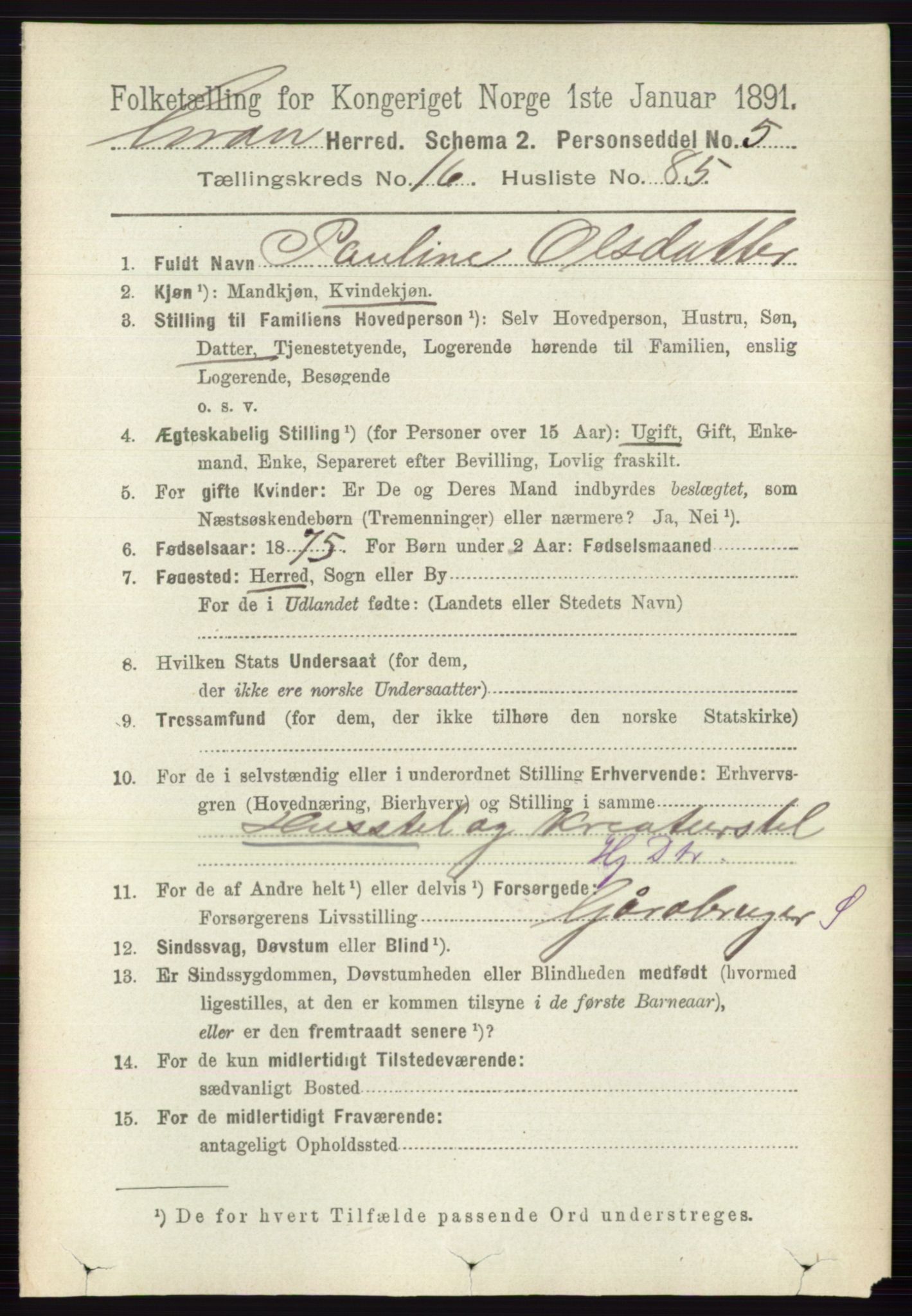 RA, 1891 census for 0534 Gran, 1891, p. 8567