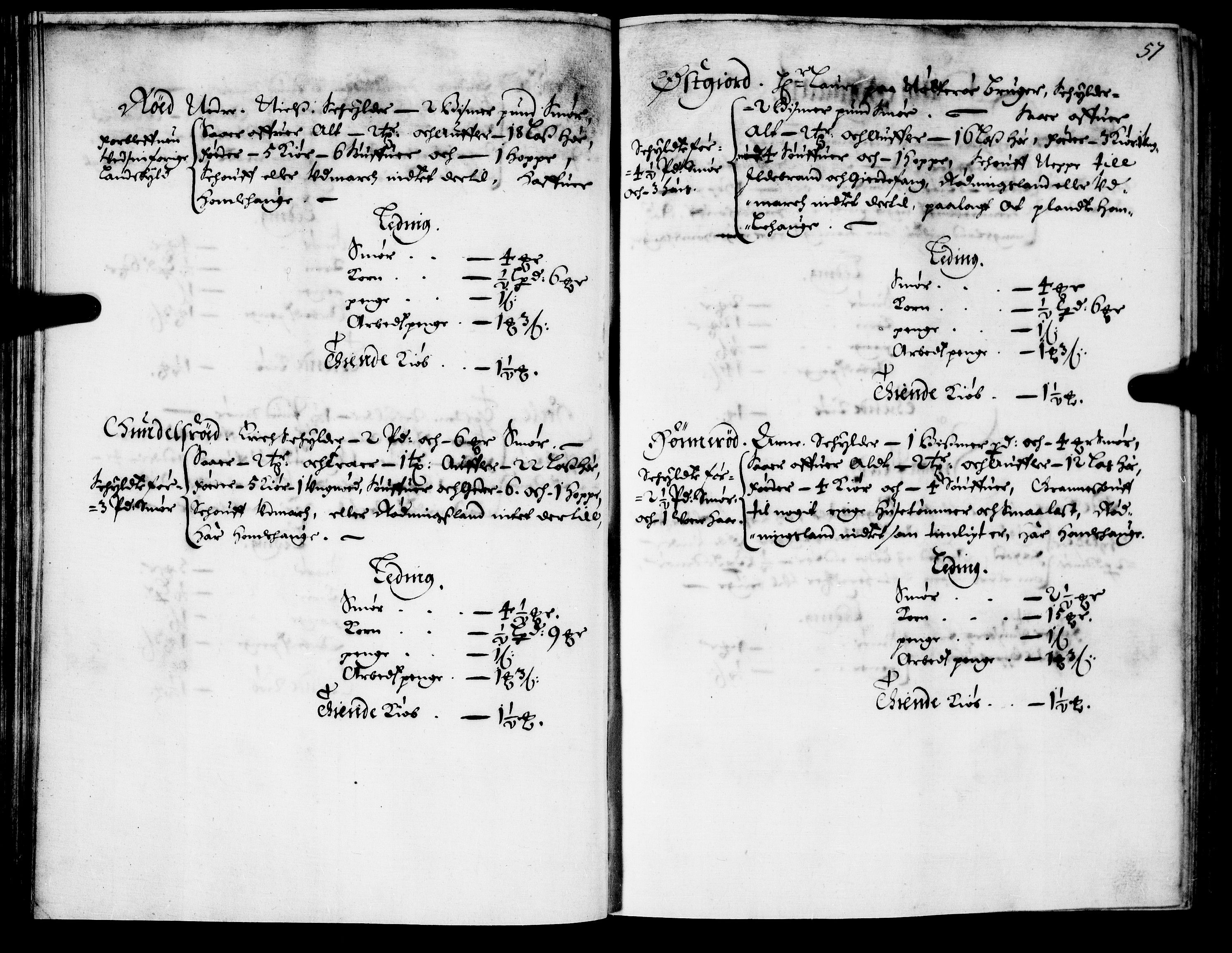 Rentekammeret inntil 1814, Realistisk ordnet avdeling, AV/RA-EA-4070/N/Nb/Nba/L0021: Brunla len, 1667, p. 56b-57a