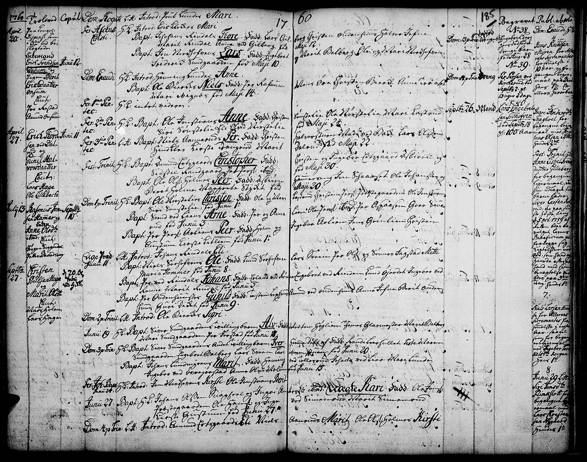 Fåberg prestekontor, AV/SAH-PREST-086/H/Ha/Haa/L0001: Parish register (official) no. 1, 1727-1775, p. 185