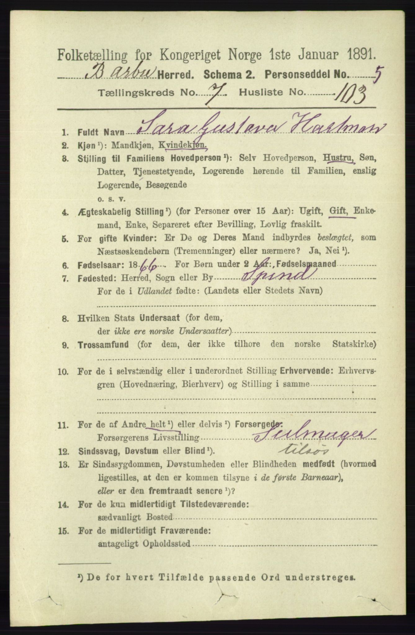 RA, 1891 census for 0990 Barbu, 1891, p. 5766