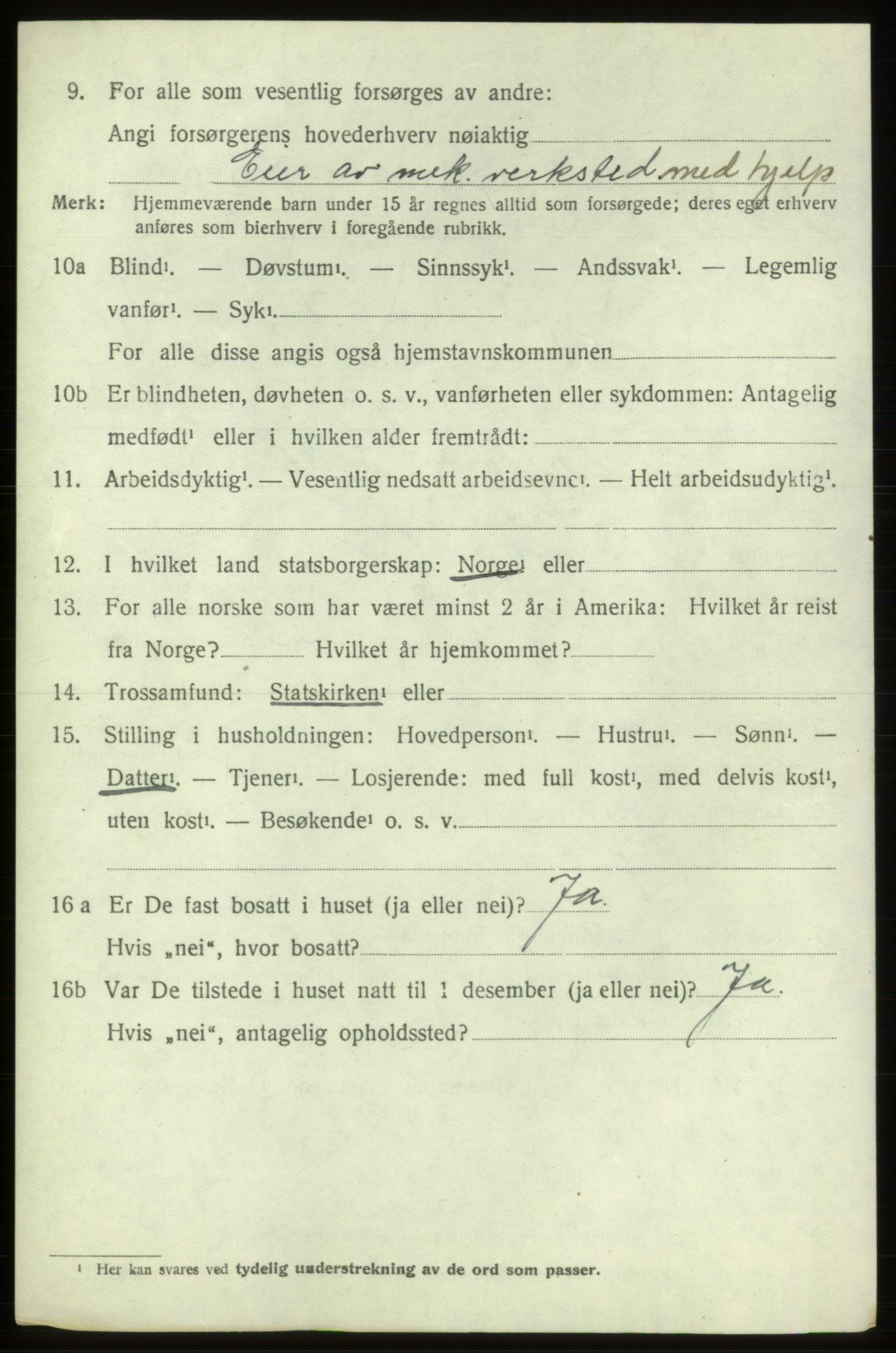 SAB, 1920 census for Stord, 1920, p. 7010