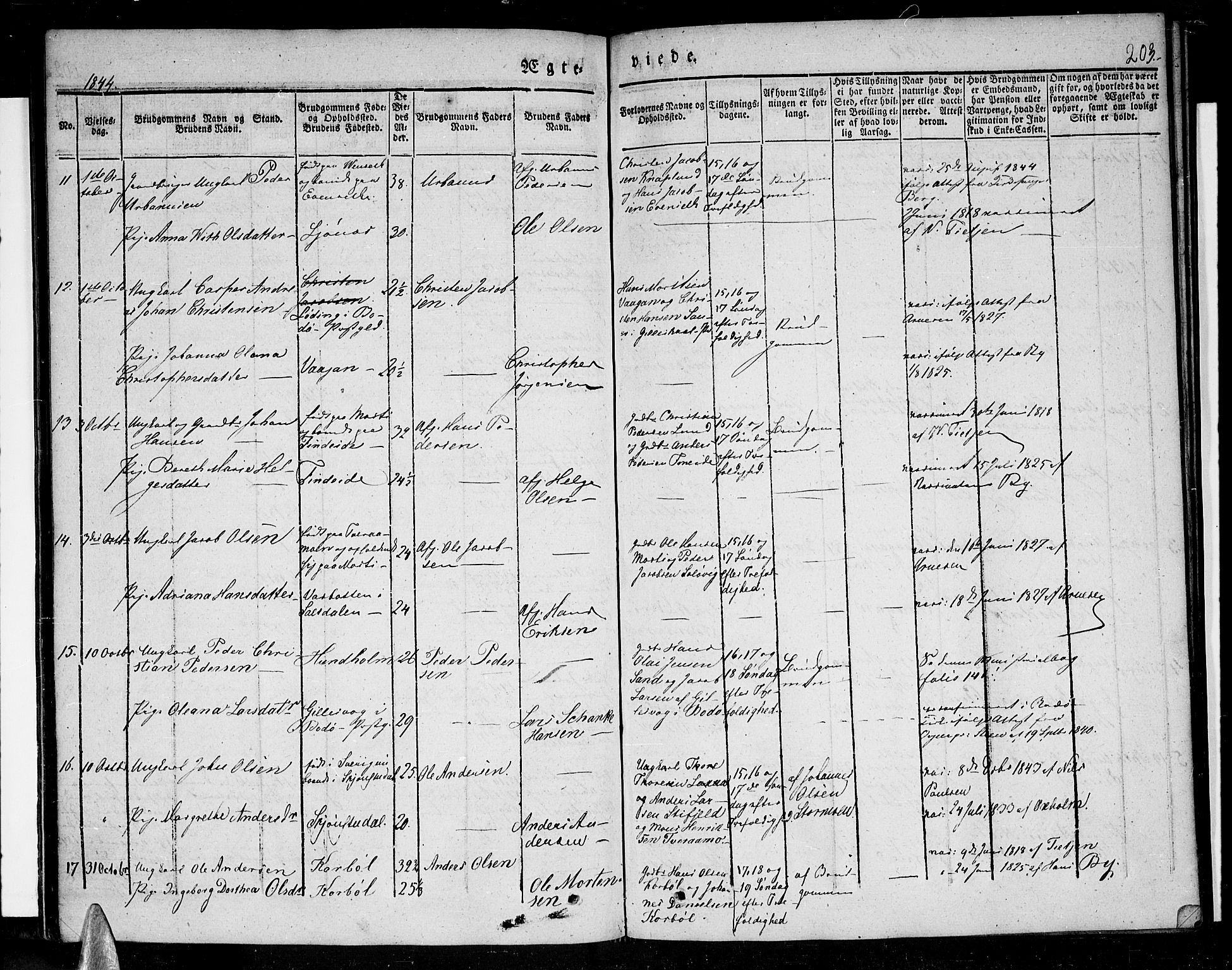 Ministerialprotokoller, klokkerbøker og fødselsregistre - Nordland, AV/SAT-A-1459/852/L0737: Parish register (official) no. 852A07, 1833-1849, p. 203