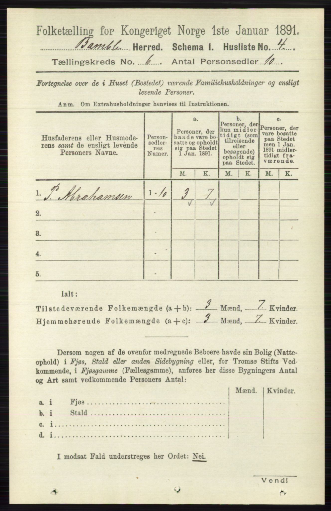 RA, 1891 census for 0814 Bamble, 1891, p. 2659