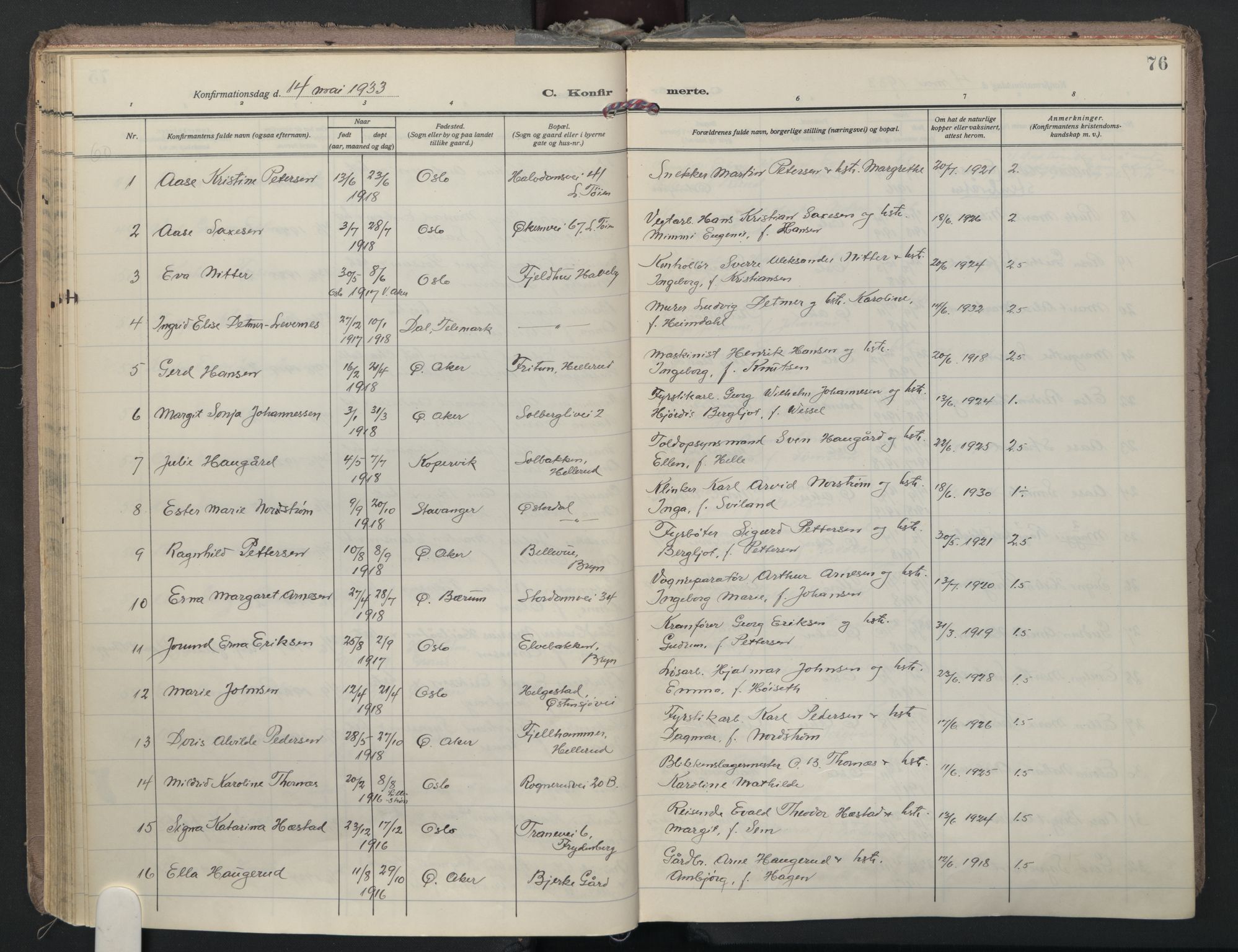 Østre Aker prestekontor Kirkebøker, AV/SAO-A-10840/F/Fa/L0014: Parish register (official) no. I 14, 1926-1936, p. 76