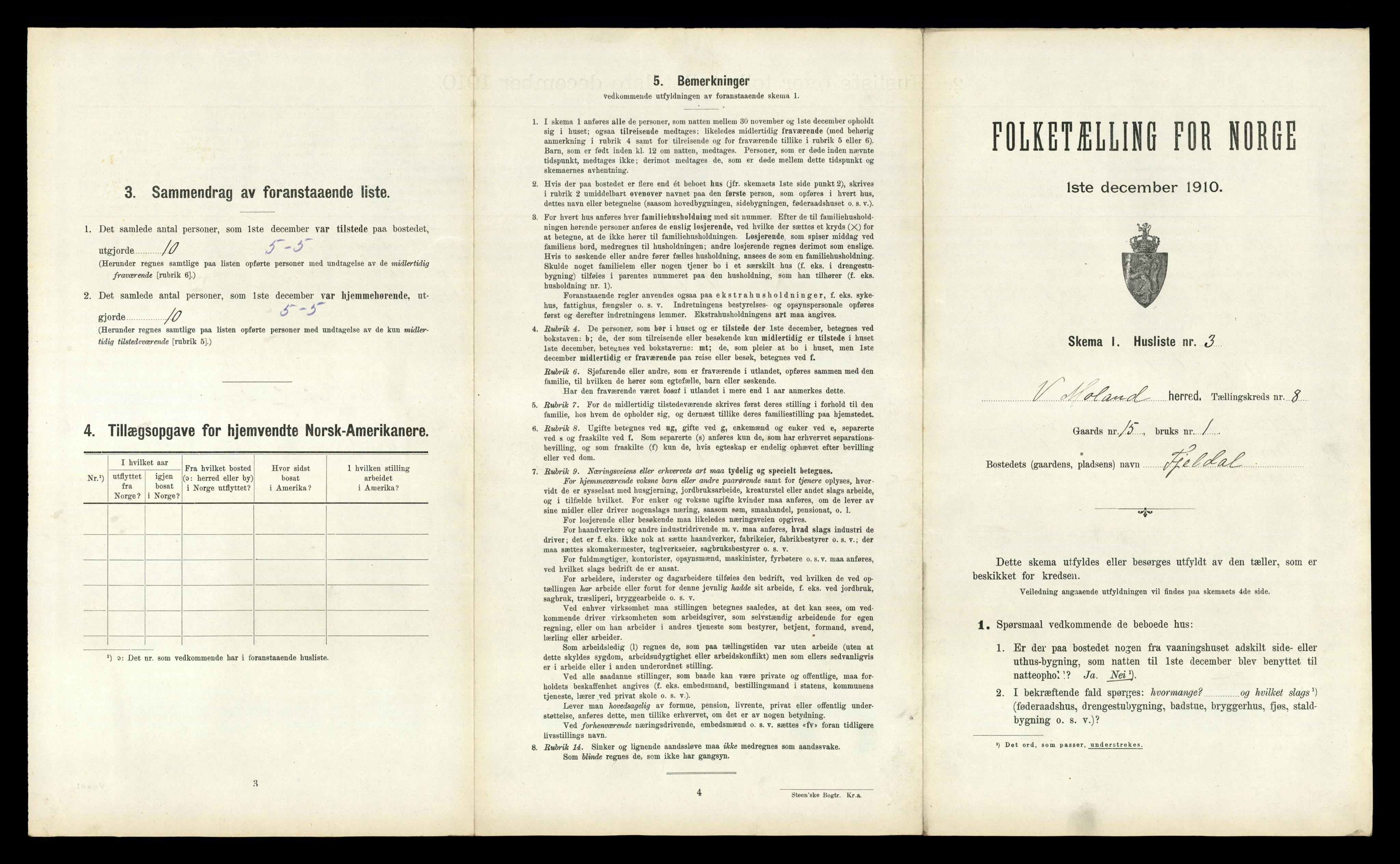 RA, 1910 census for Vestre Moland, 1910, p. 774