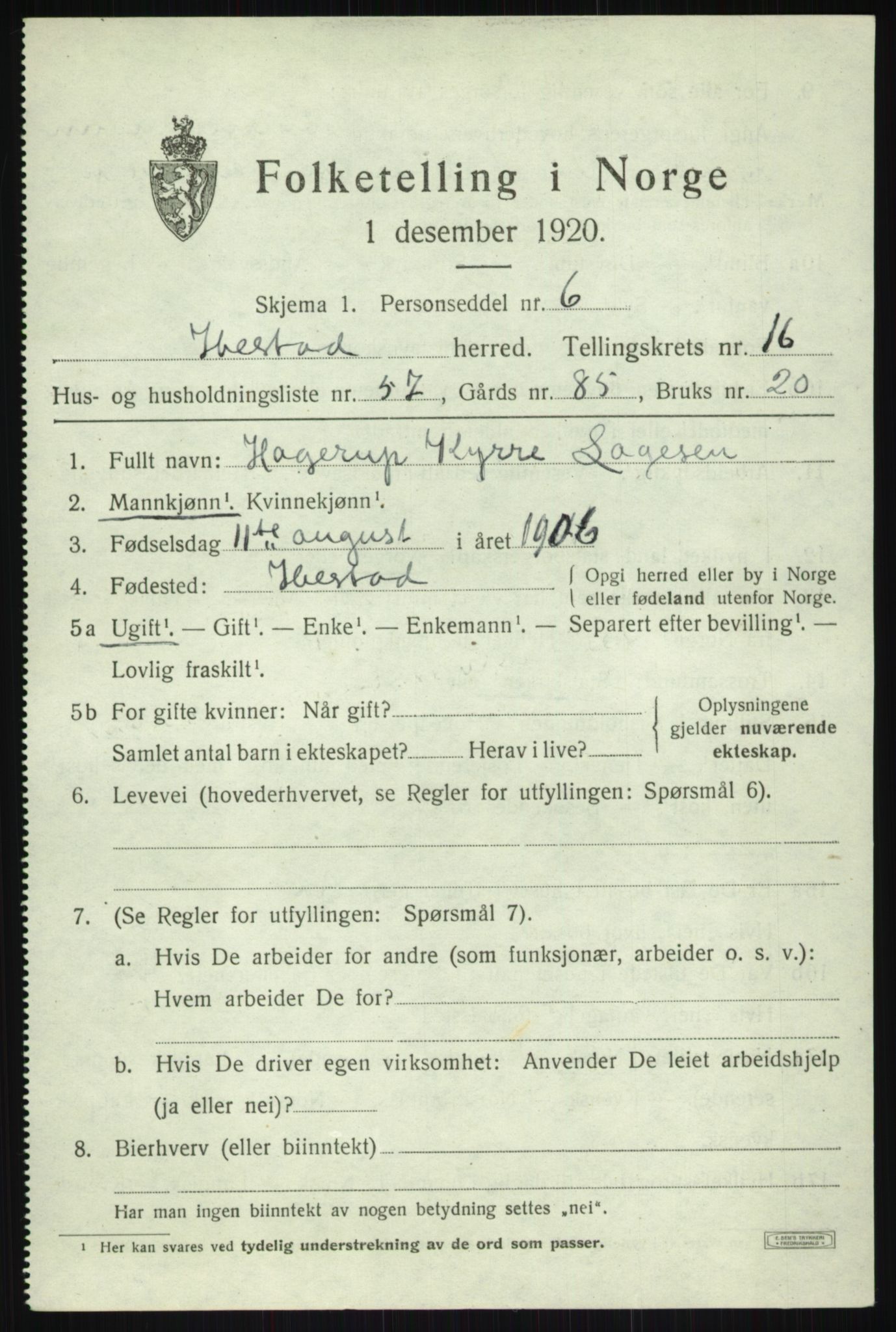 SATØ, 1920 census for Ibestad, 1920, p. 8692