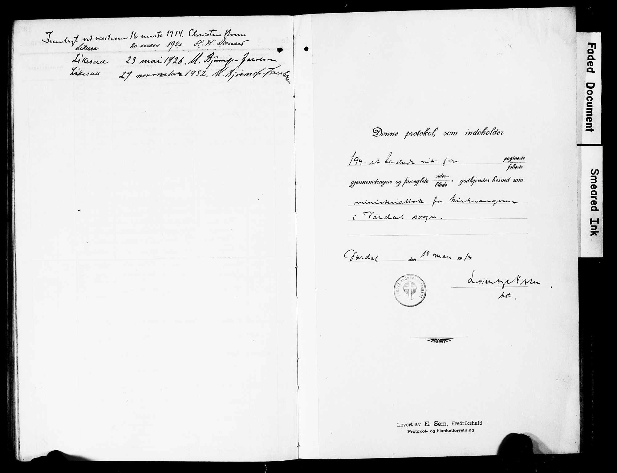 Vardal prestekontor, SAH/PREST-100/H/Ha/Hab/L0015: Parish register (copy) no. 15, 1914-1931