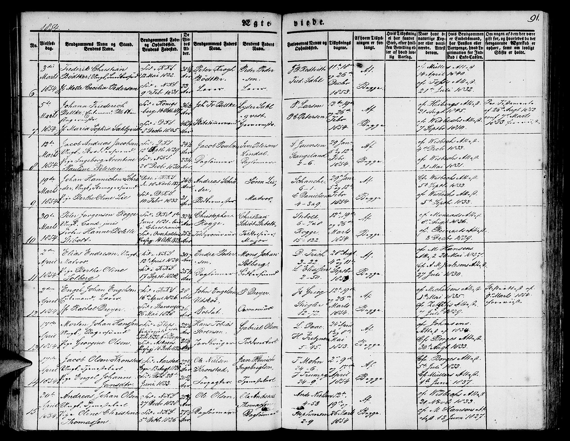 Nykirken Sokneprestembete, SAB/A-77101/H/Hab: Parish register (copy) no. D 1, 1832-1867, p. 91