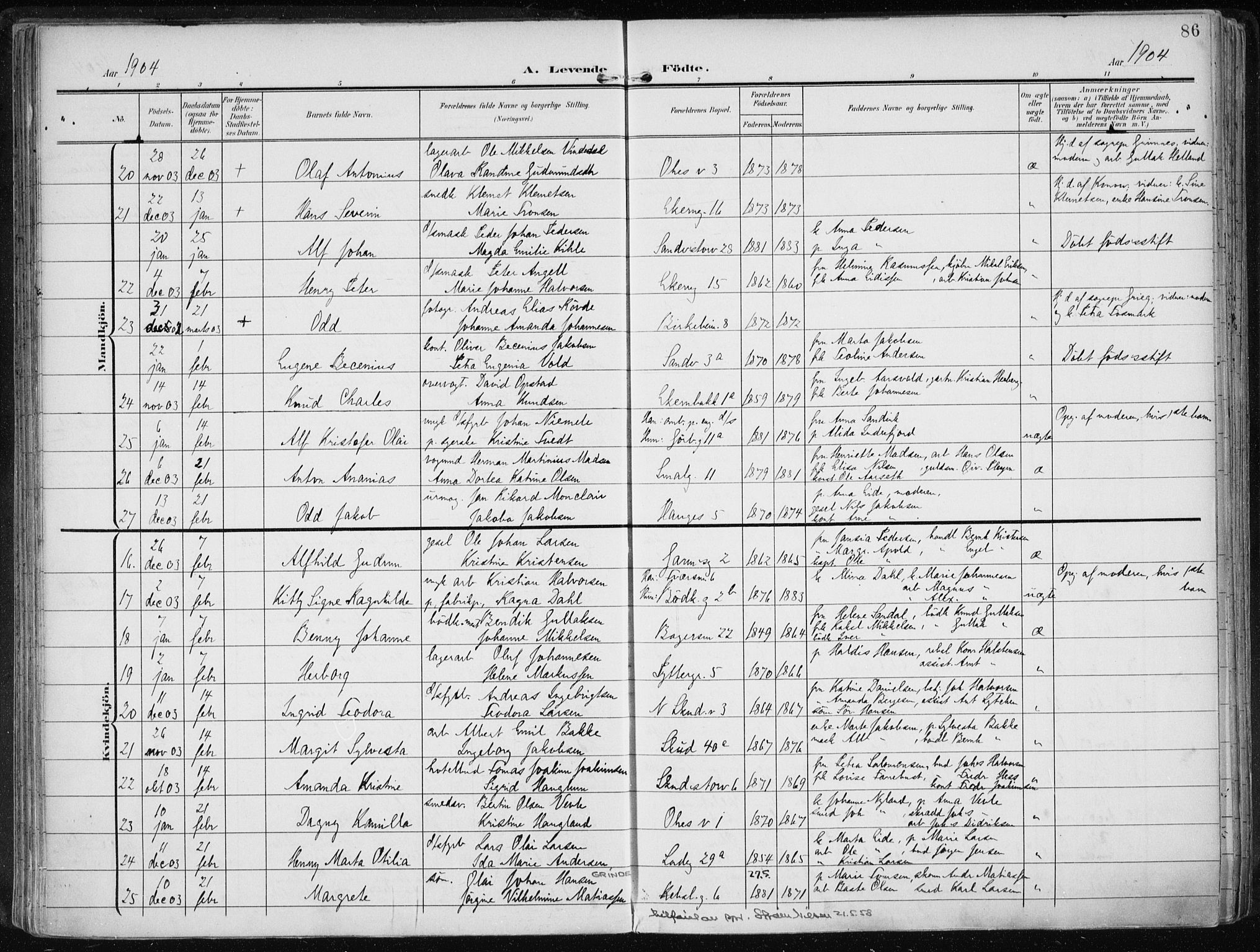 Sandviken Sokneprestembete, AV/SAB-A-77601/H/Ha/L0006: Parish register (official) no. B 3, 1901-1912, p. 86