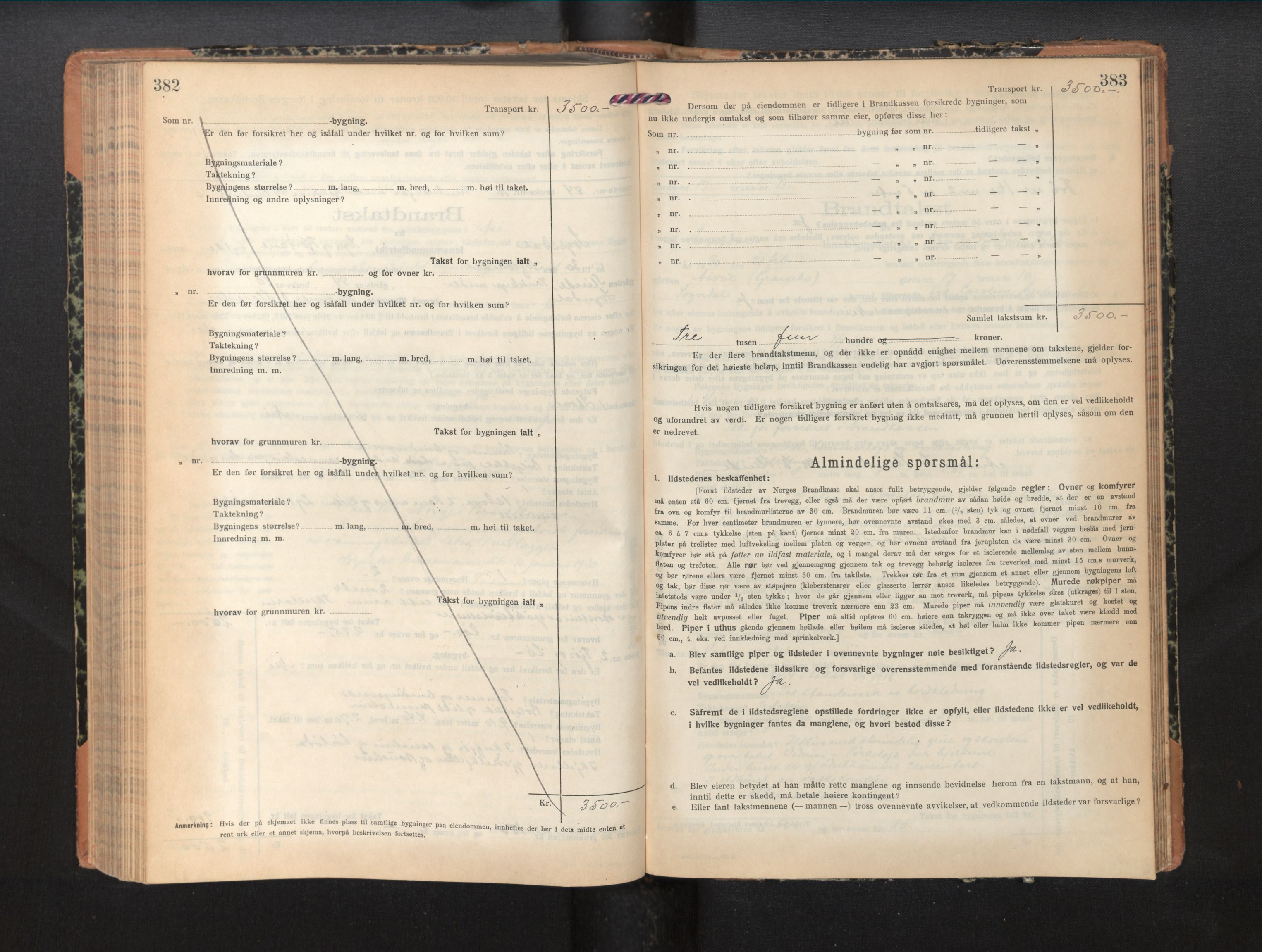 Lensmannen i Sogndal, AV/SAB-A-29901/0012/L0012: Branntakstprotokoll, skjematakst, 1922-1931, p. 382-383