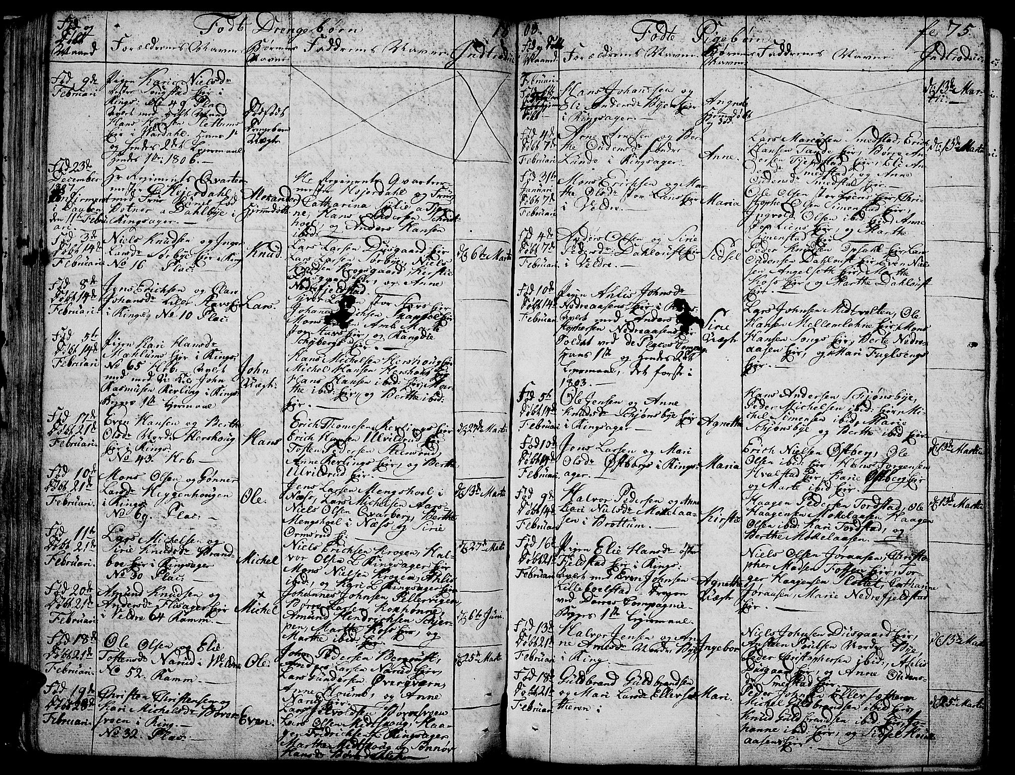 Ringsaker prestekontor, SAH/PREST-014/K/Ka/L0004: Parish register (official) no. 4, 1799-1814, p. 75