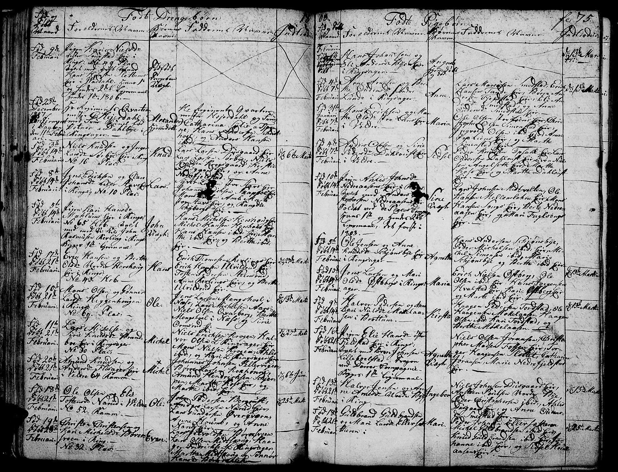 Ringsaker prestekontor, AV/SAH-PREST-014/K/Ka/L0004: Parish register (official) no. 4, 1799-1814, p. 75