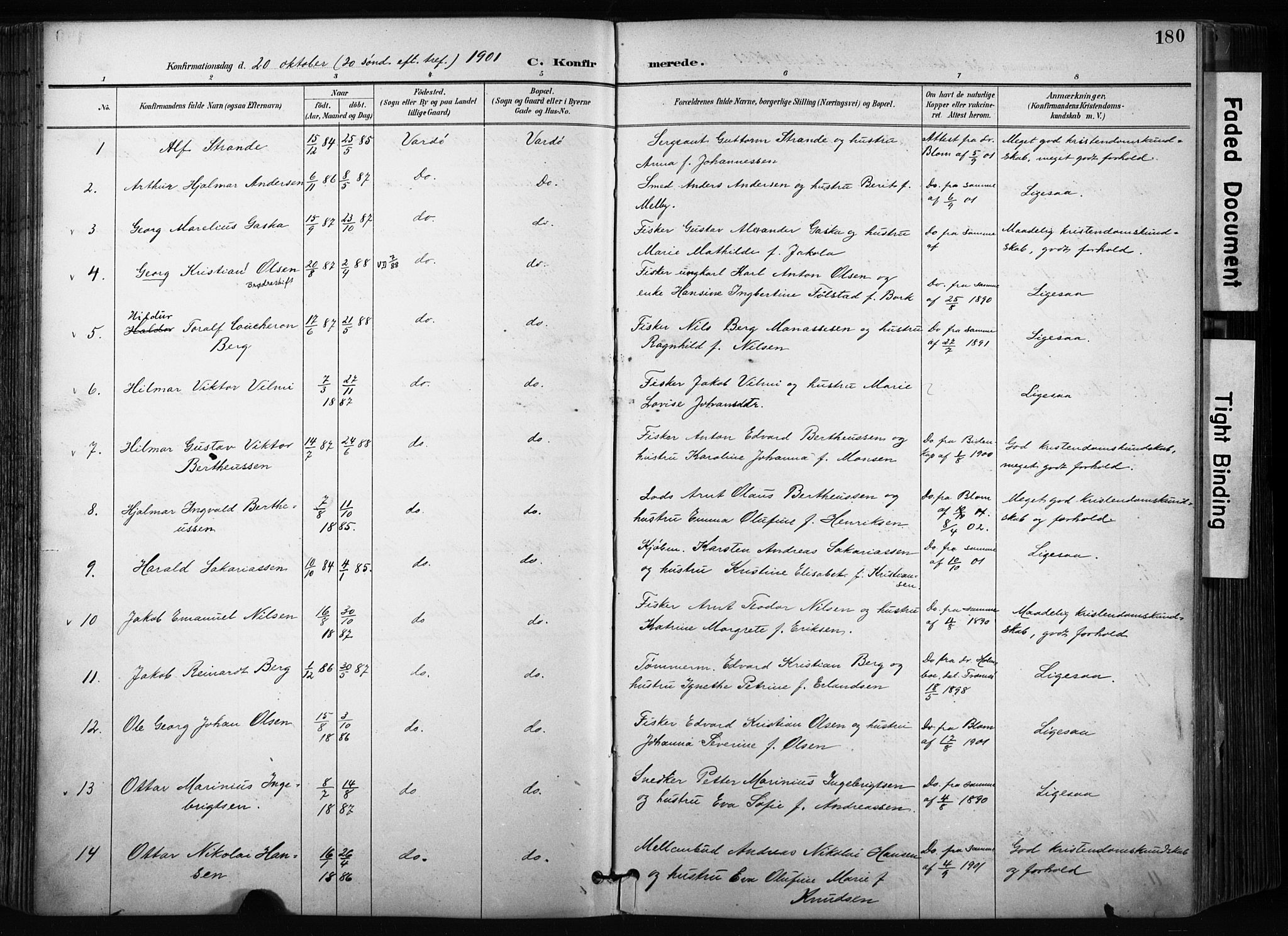 Vardø sokneprestkontor, SATØ/S-1332/H/Ha/L0010kirke: Parish register (official) no. 10, 1895-1907, p. 180