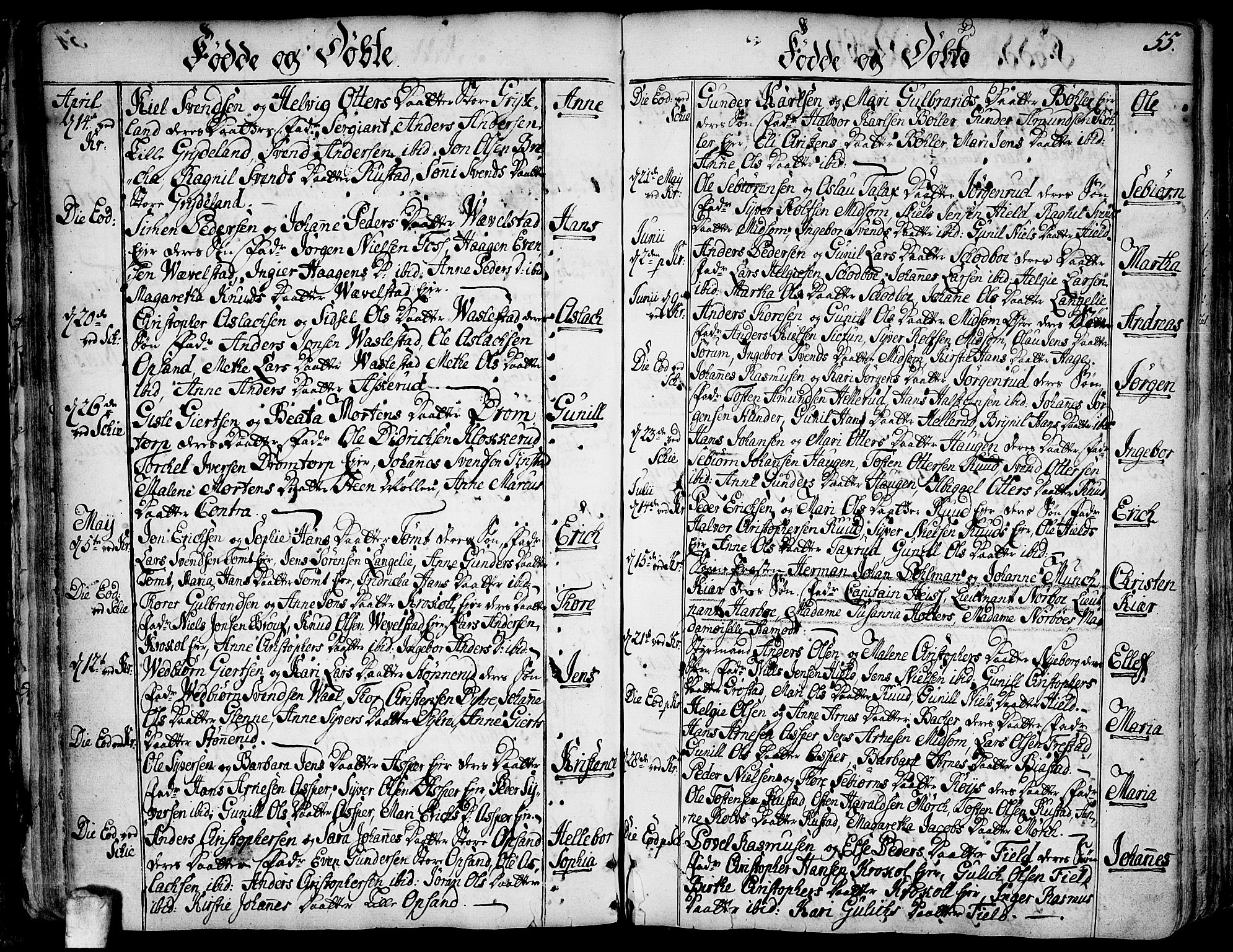 Kråkstad prestekontor Kirkebøker, SAO/A-10125a/F/Fa/L0001: Parish register (official) no. I 1, 1736-1785, p. 55