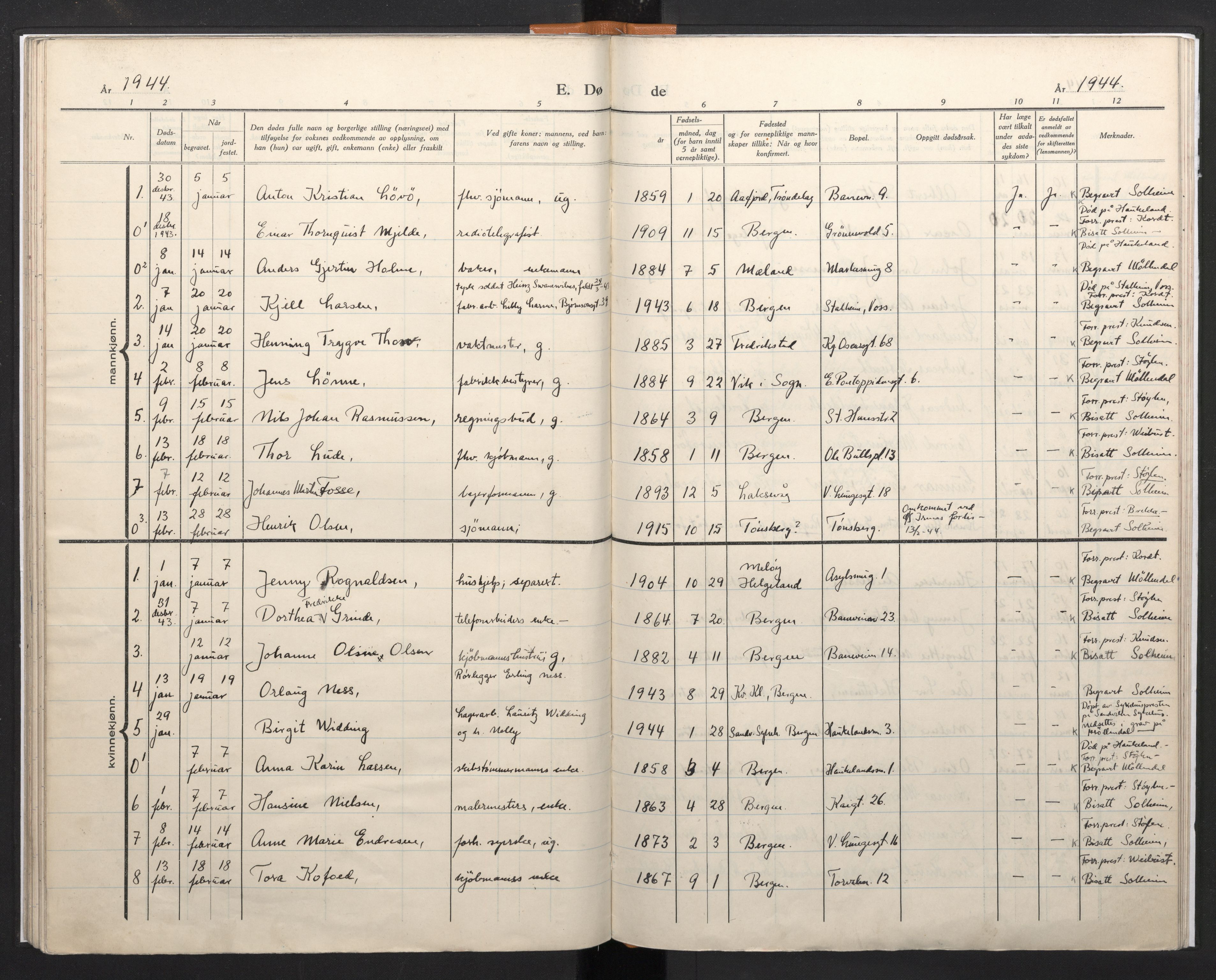 Domkirken sokneprestembete, SAB/A-74801/H/Haa/L0017: Parish register (official) no. A 16, 1944-1945