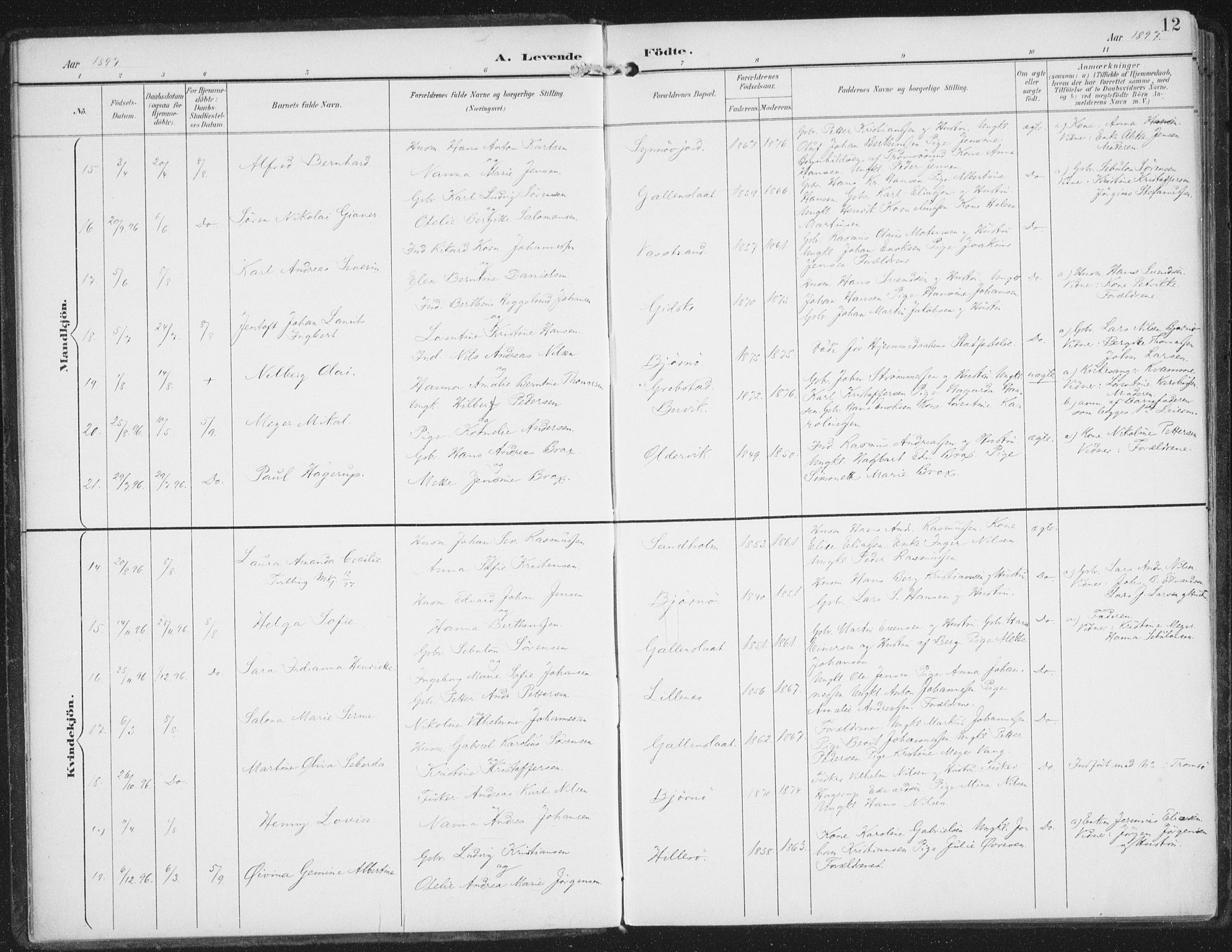 Lenvik sokneprestembete, SATØ/S-1310/H/Ha/Haa/L0015kirke: Parish register (official) no. 15, 1896-1915, p. 12