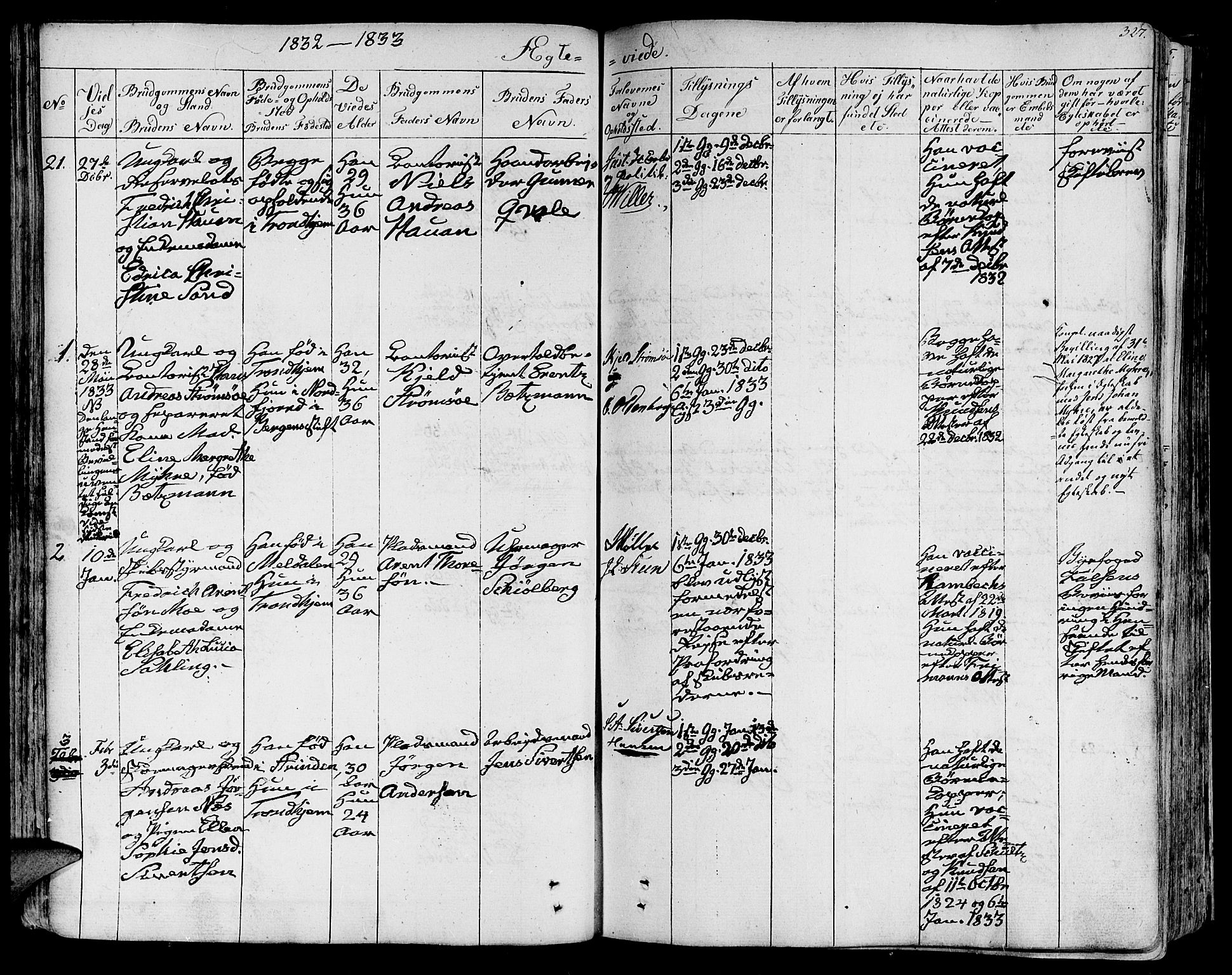 Ministerialprotokoller, klokkerbøker og fødselsregistre - Sør-Trøndelag, SAT/A-1456/602/L0109: Parish register (official) no. 602A07, 1821-1840, p. 327