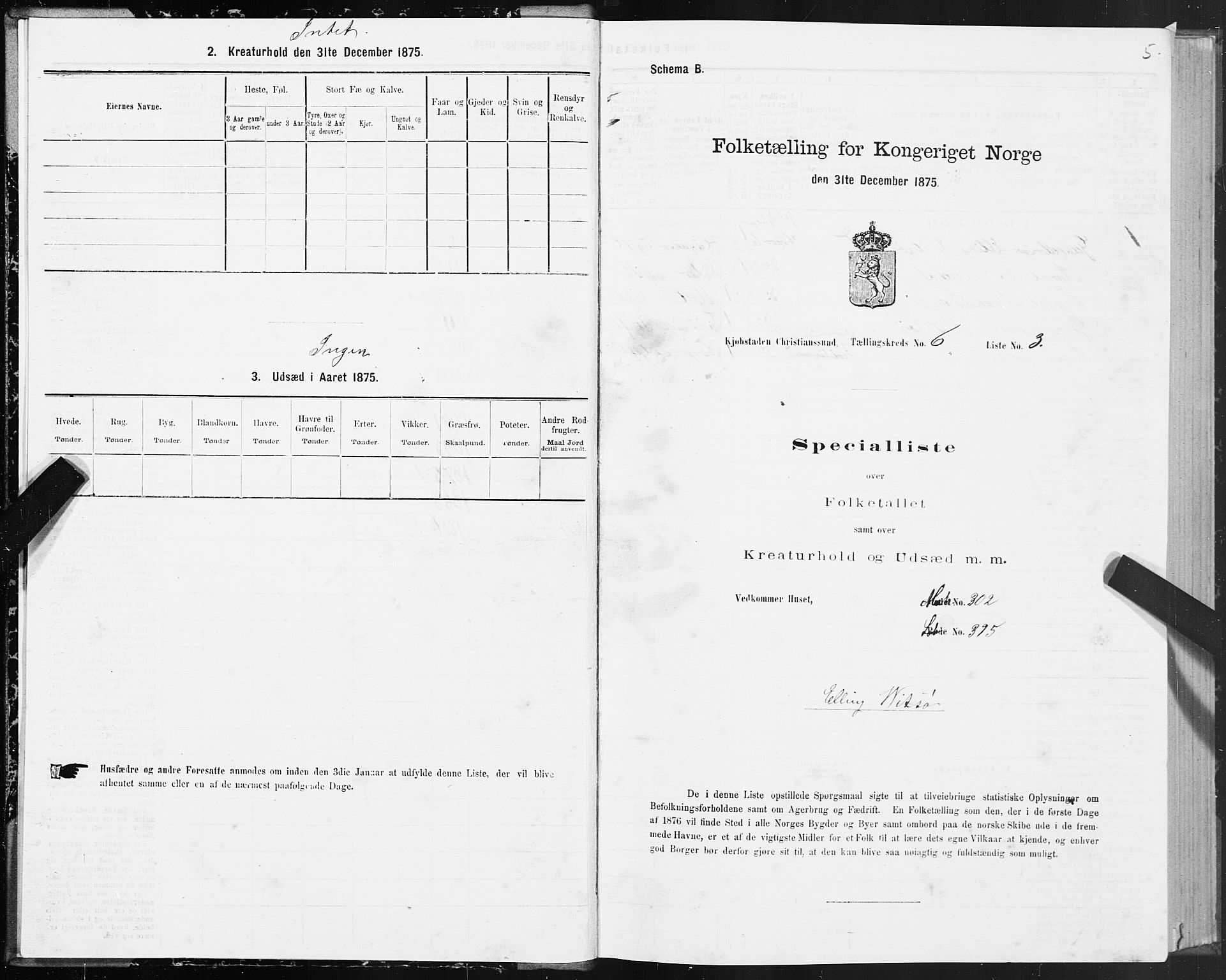 SAT, 1875 census for 1503B Kristiansund/Kristiansund, 1875, p. 5005