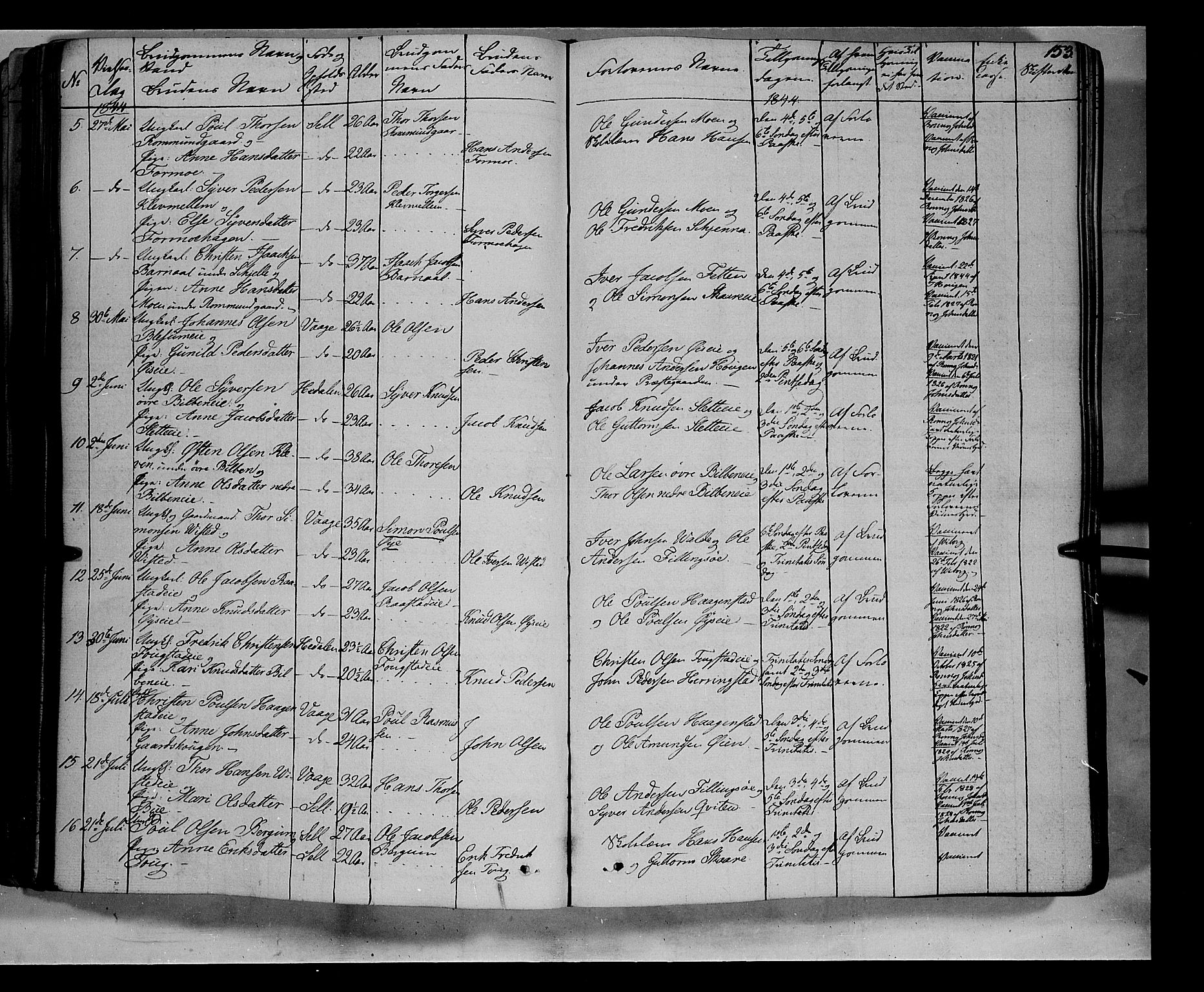 Vågå prestekontor, AV/SAH-PREST-076/H/Ha/Haa/L0005: Parish register (official) no. 5 /1, 1842-1856, p. 153