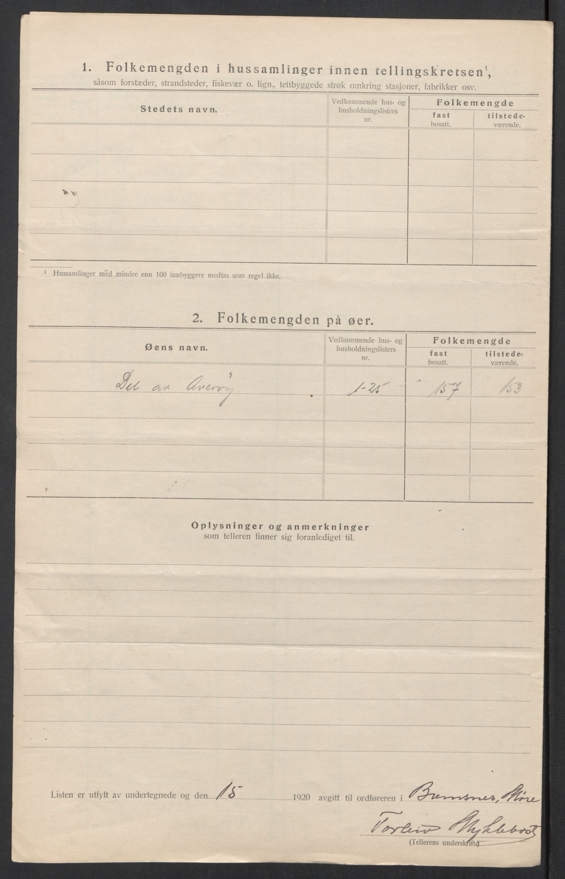 SAT, 1920 census for Bremsnes, 1920, p. 38