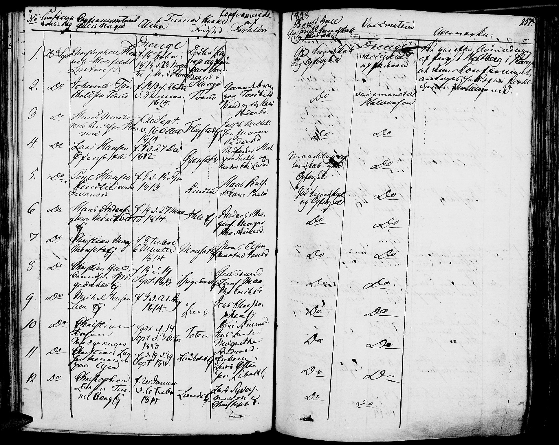 Vang prestekontor, Hedmark, AV/SAH-PREST-008/H/Ha/Haa/L0009: Parish register (official) no. 9, 1826-1841, p. 257