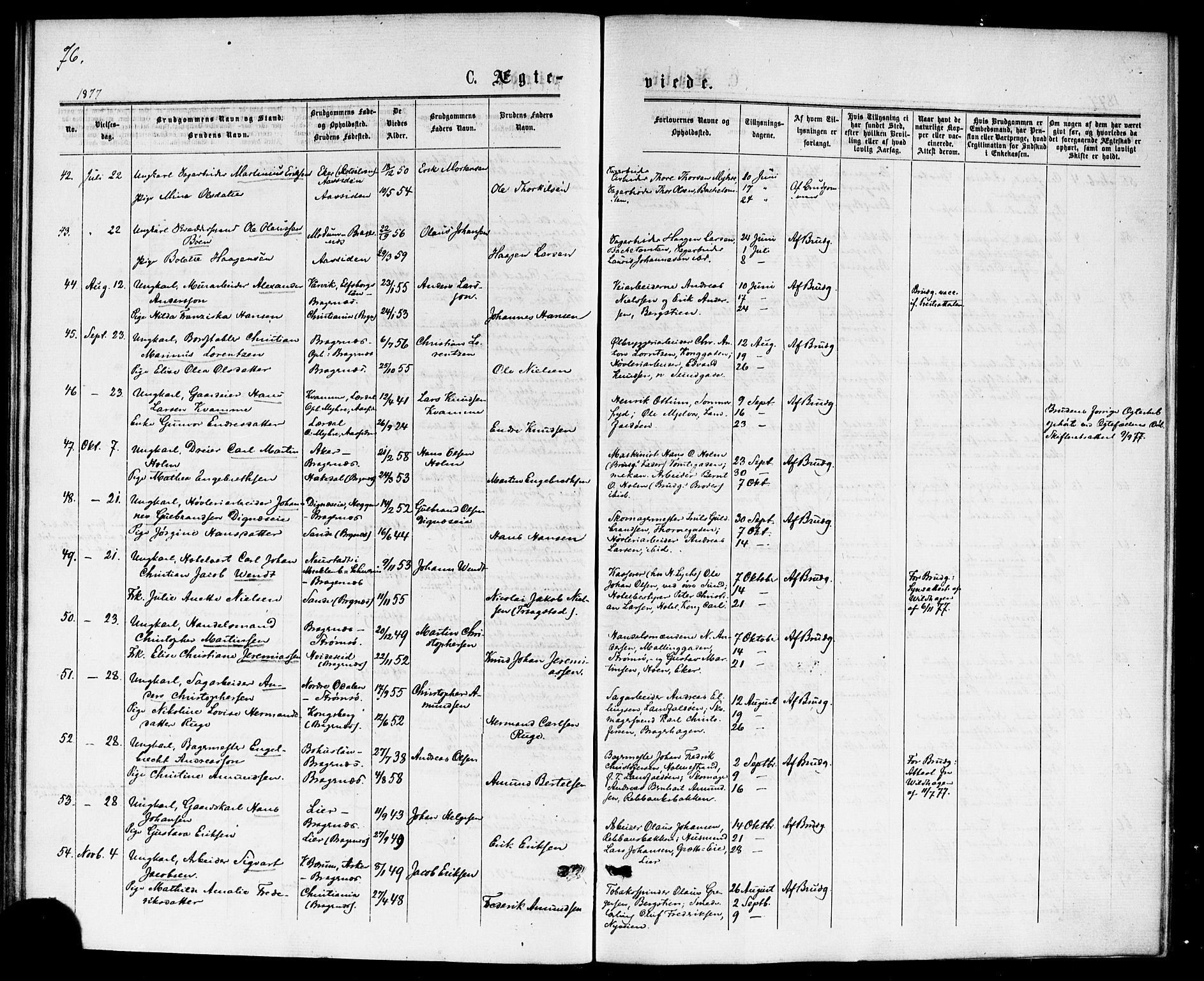 Bragernes kirkebøker, AV/SAKO-A-6/F/Fc/L0004: Parish register (official) no. III 4, 1875-1877, p. 76