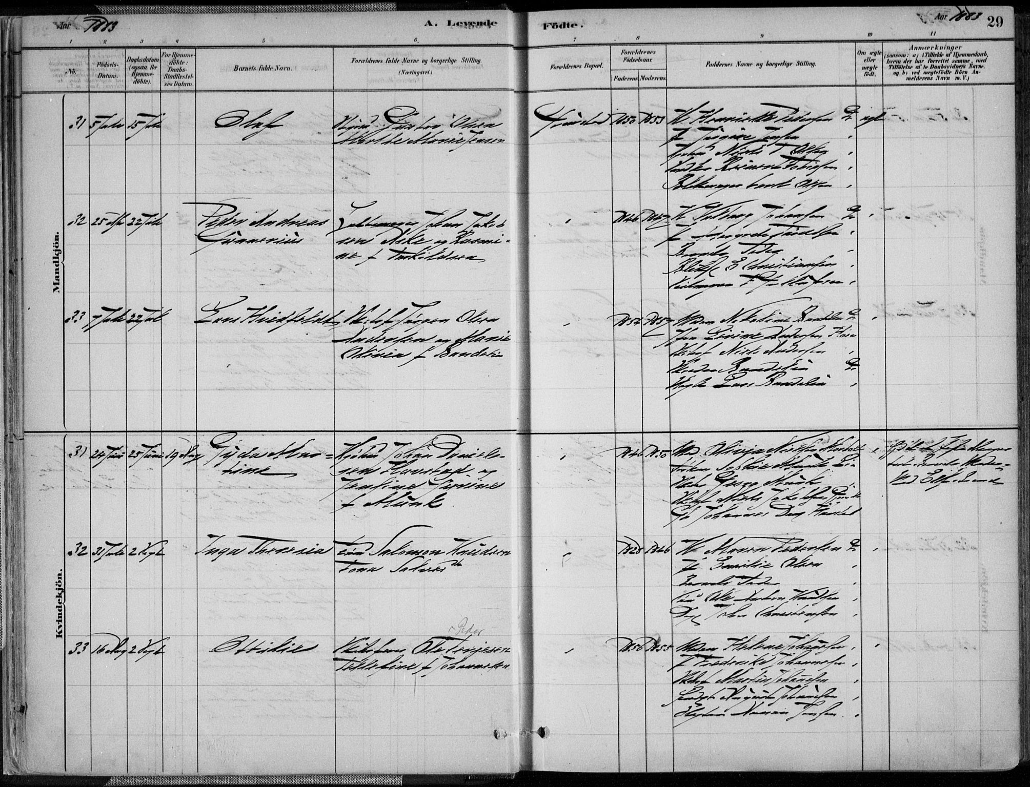 Grimstad sokneprestkontor, AV/SAK-1111-0017/F/Fa/L0003: Parish register (official) no. A 2, 1882-1912, p. 29