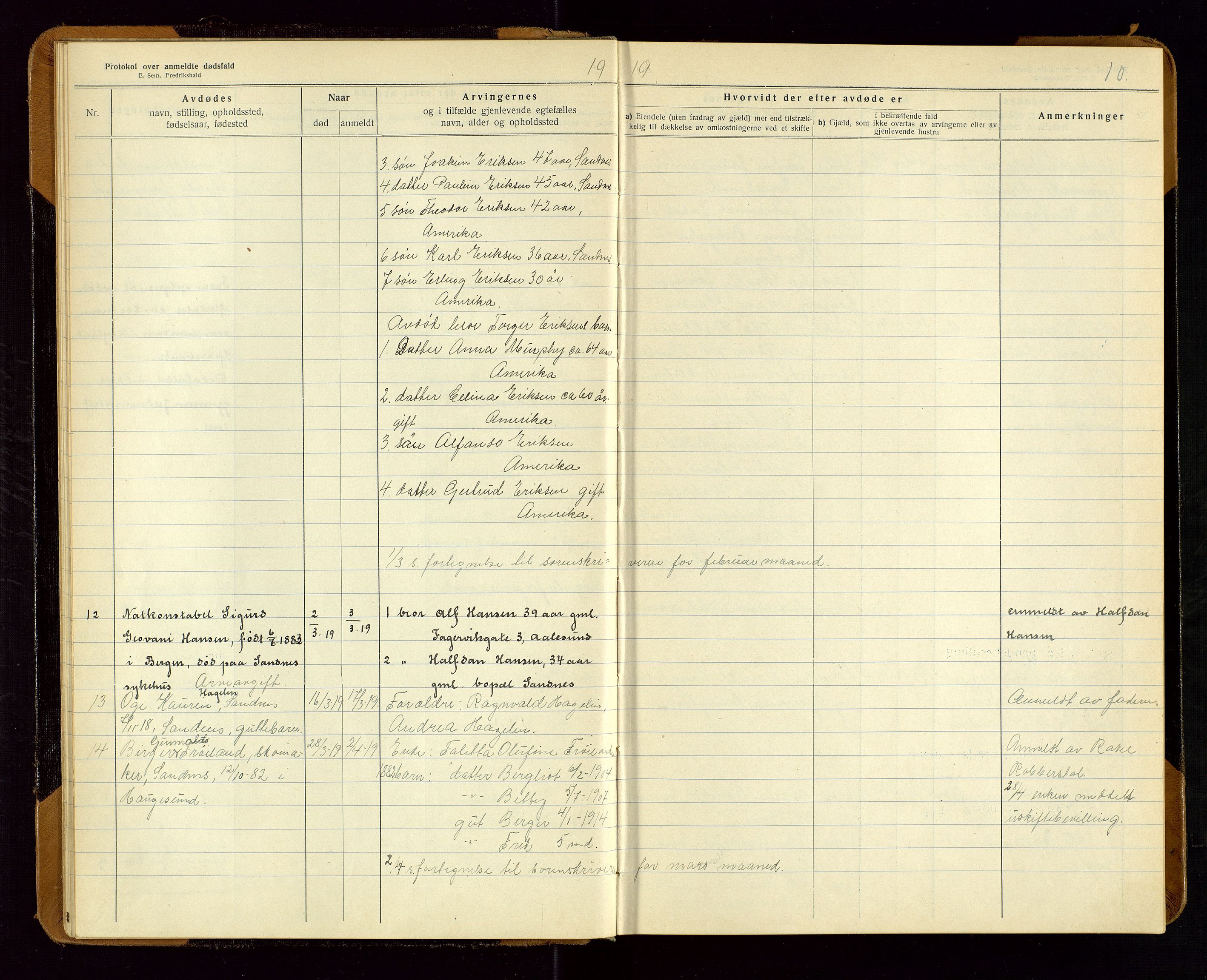 Sandnes lensmannskontor, SAST/A-100167/Gga/L0001: "Protokol over anmeldte dødsfald" m/register, 1918-1940, p. 10