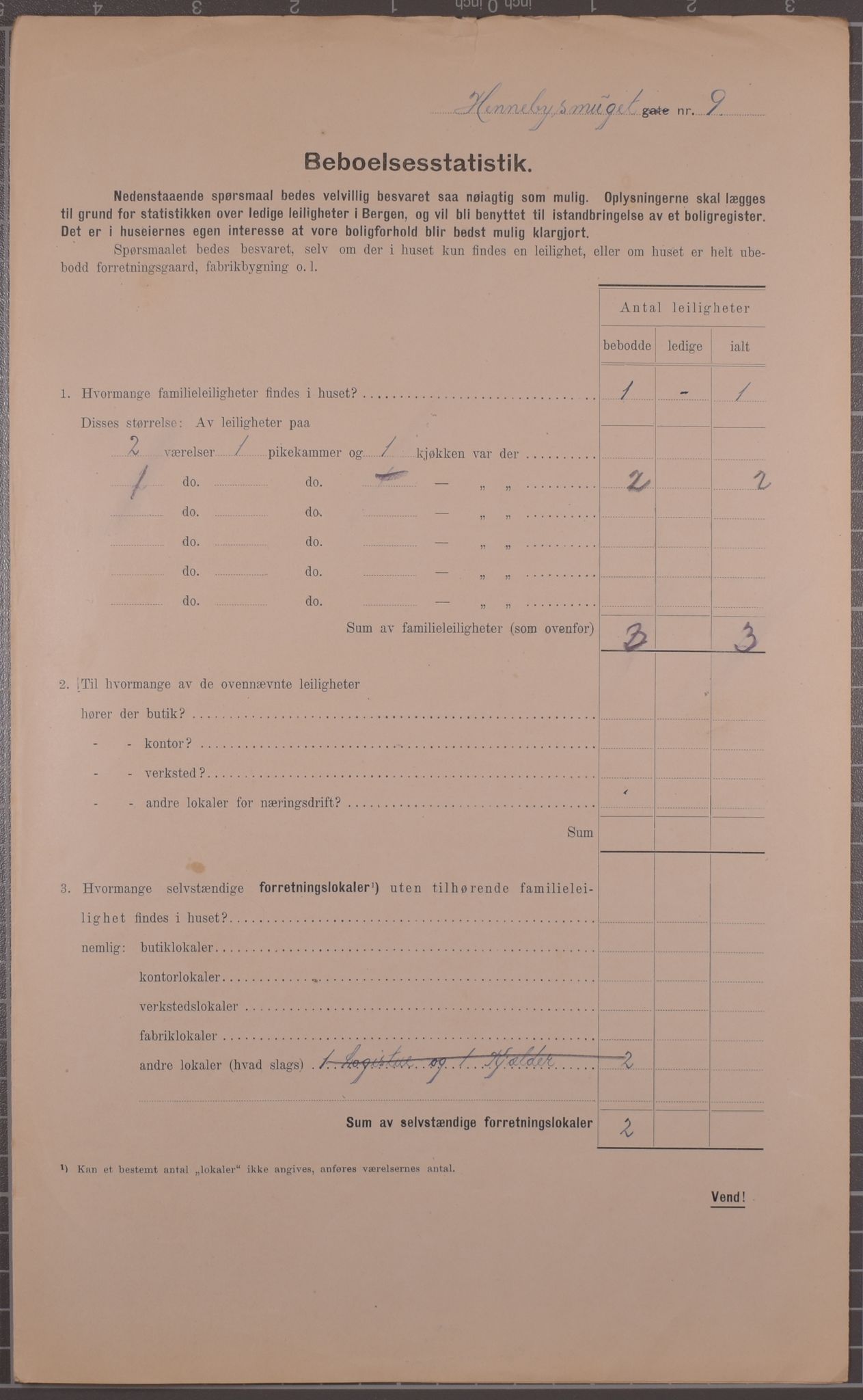 SAB, Municipal Census 1912 for Bergen, 1912, p. 2238