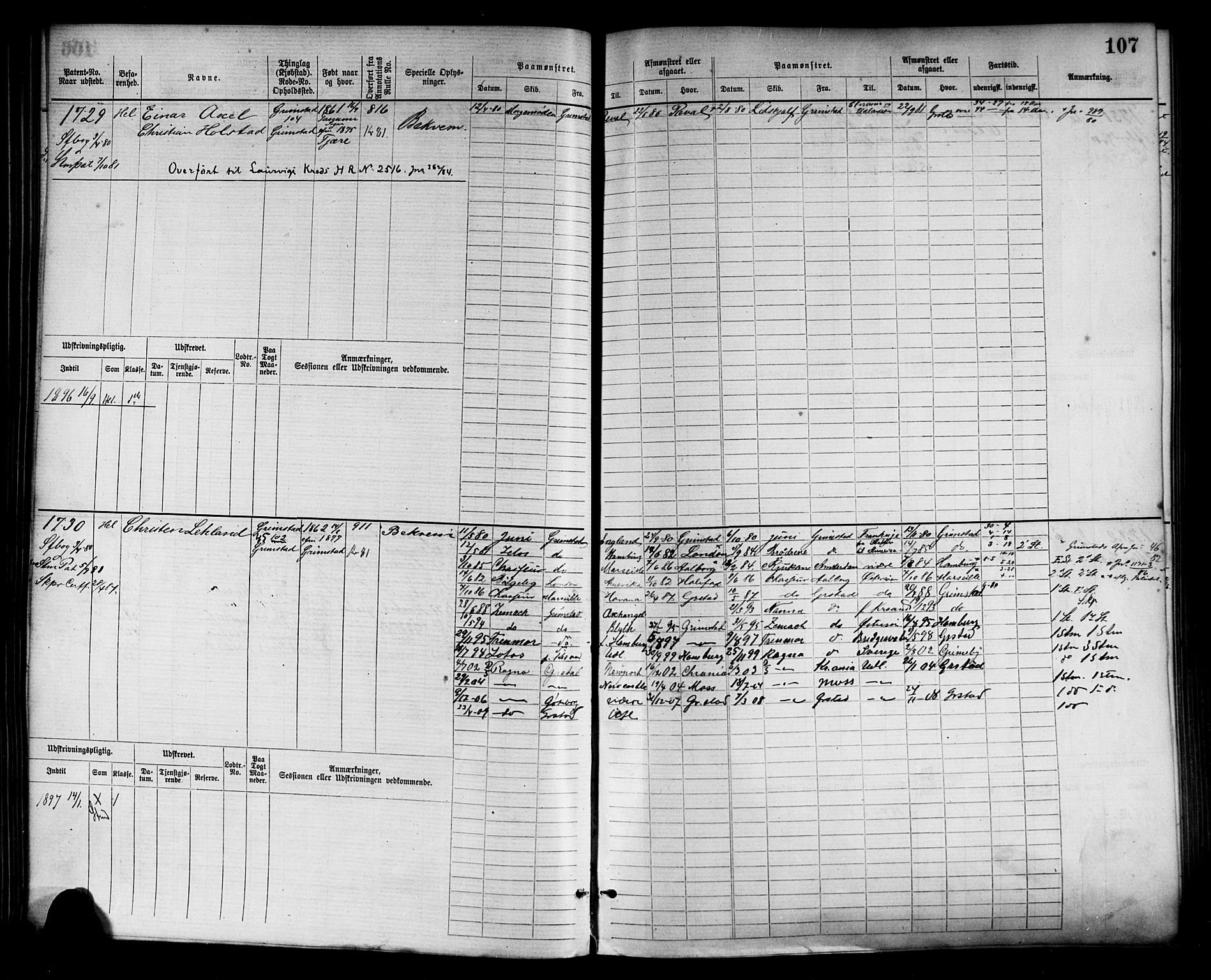 Grimstad mønstringskrets, AV/SAK-2031-0013/F/Fb/L0003: Hovedrulle nr 1517-2276, F-6, 1877-1888, p. 113