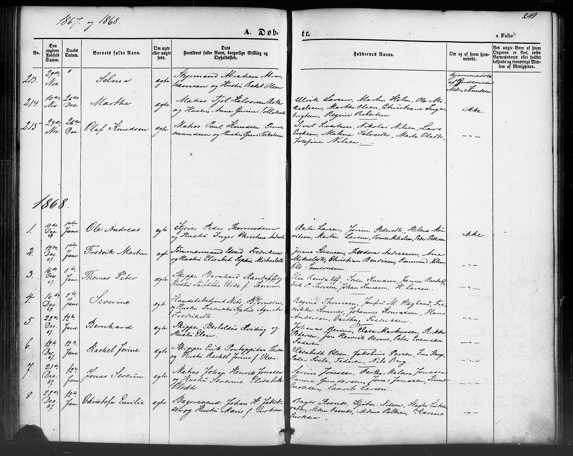 Domkirken sokneprestkontor, SAST/A-101812/001/30/30BB/L0012: Parish register (copy) no. B 12, 1860-1871, p. 249