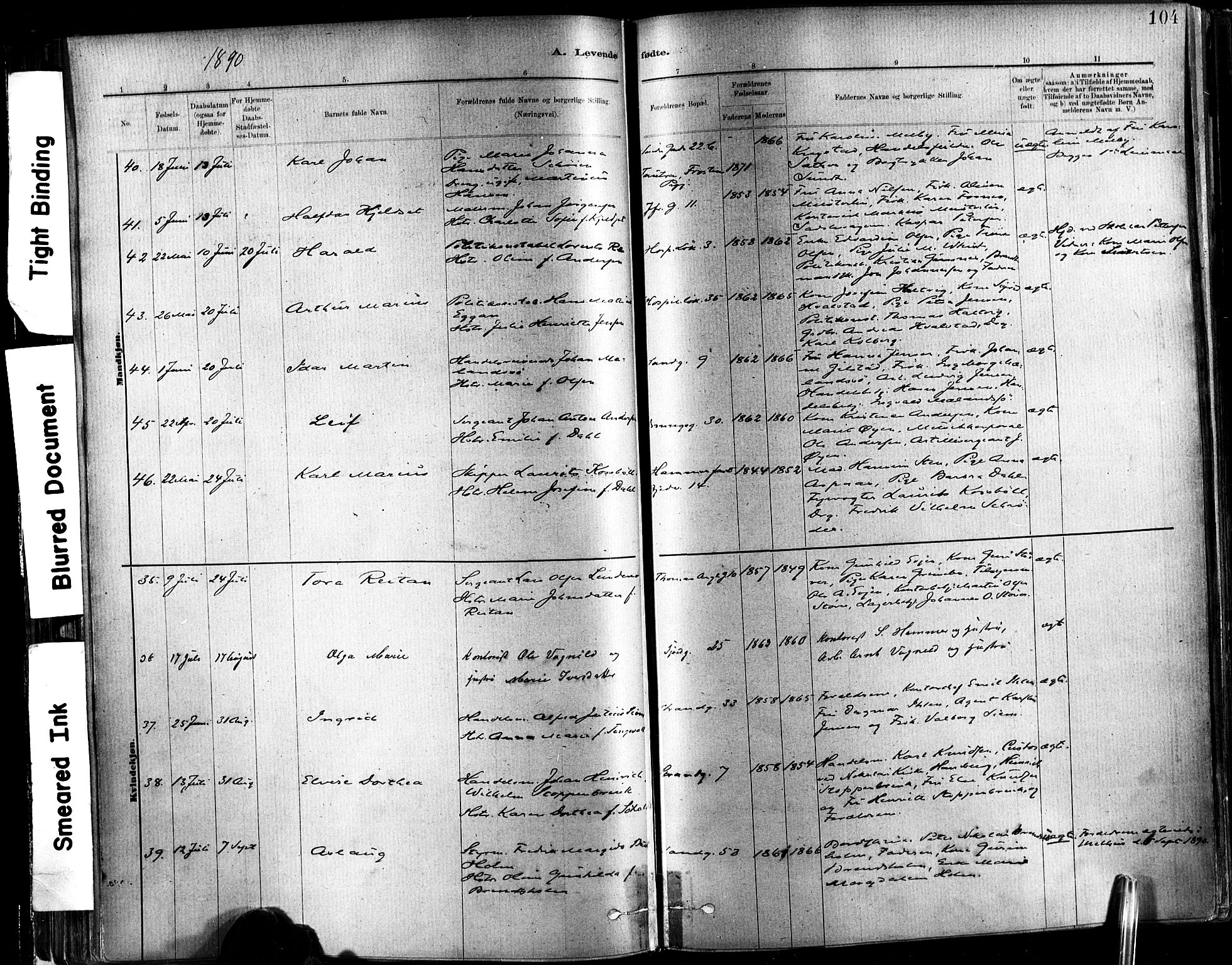 Ministerialprotokoller, klokkerbøker og fødselsregistre - Sør-Trøndelag, SAT/A-1456/602/L0119: Parish register (official) no. 602A17, 1880-1901, p. 104