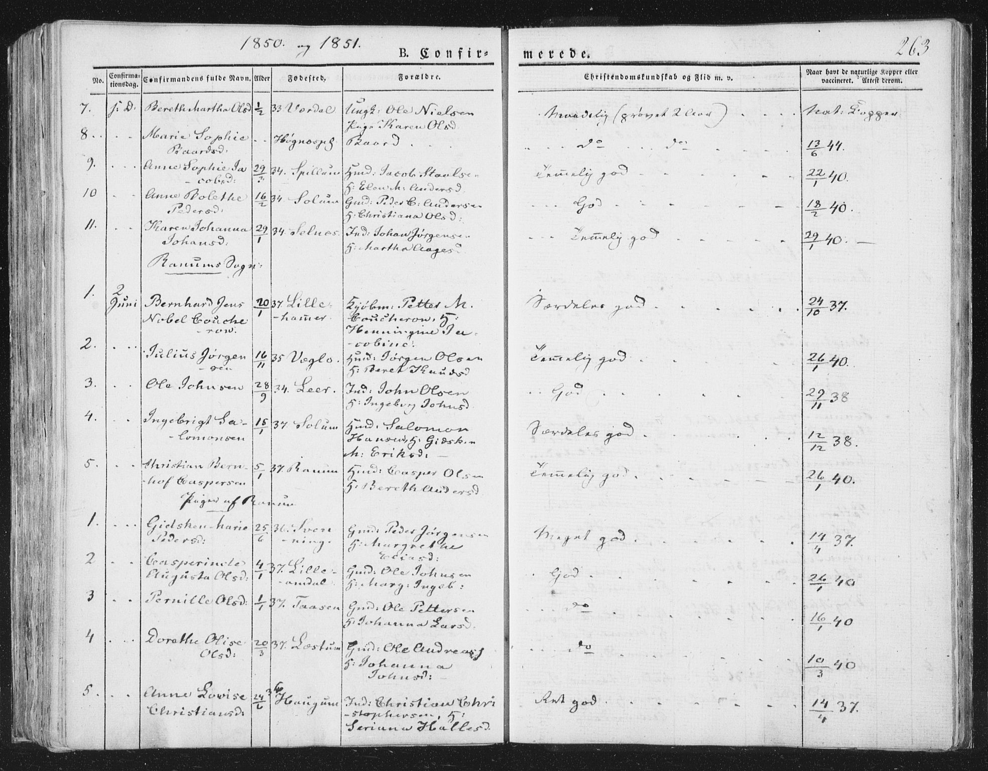 Ministerialprotokoller, klokkerbøker og fødselsregistre - Nord-Trøndelag, AV/SAT-A-1458/764/L0551: Parish register (official) no. 764A07a, 1824-1864, p. 263