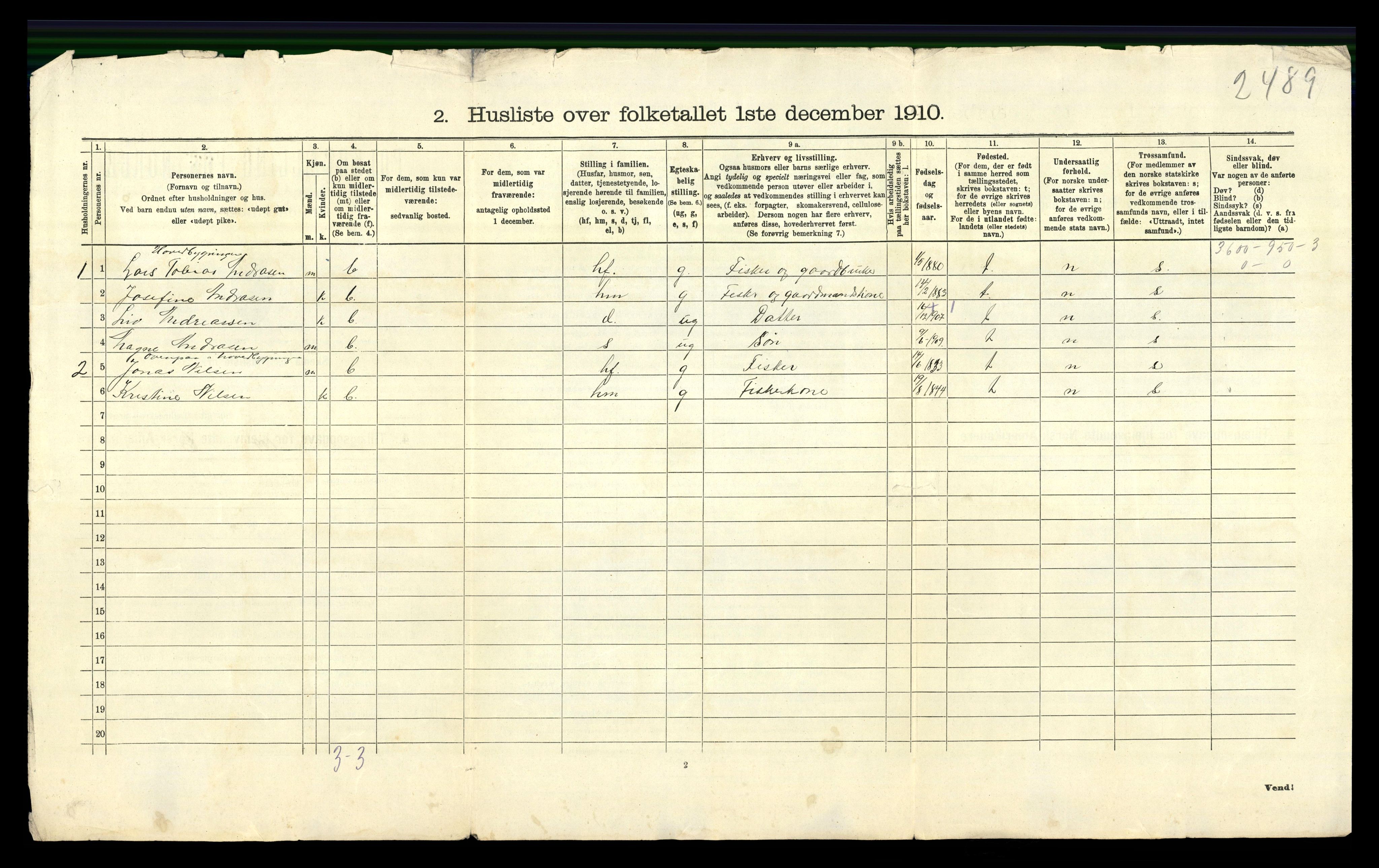 RA, 1910 census for Nes, 1910, p. 42